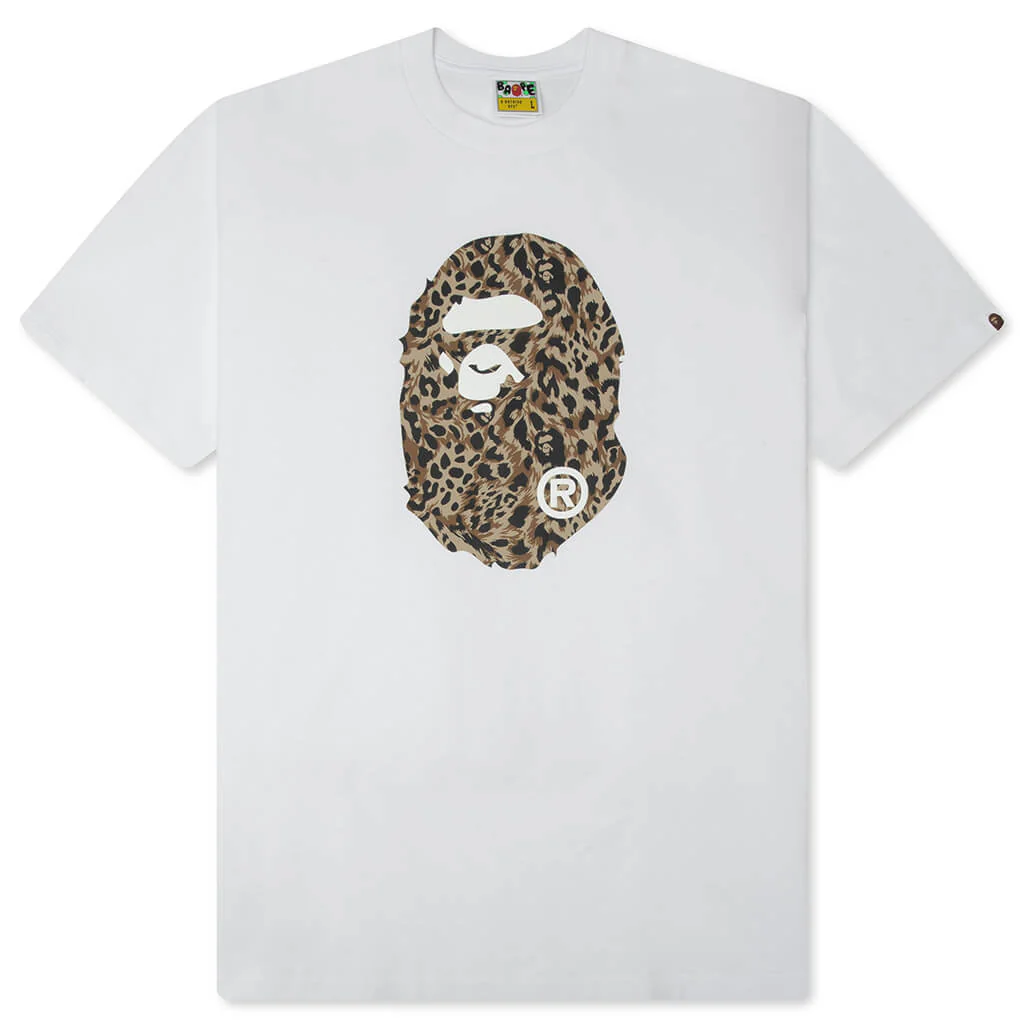 Wild Leopard Pattern Ape Head Relaxed Fit Tee - White