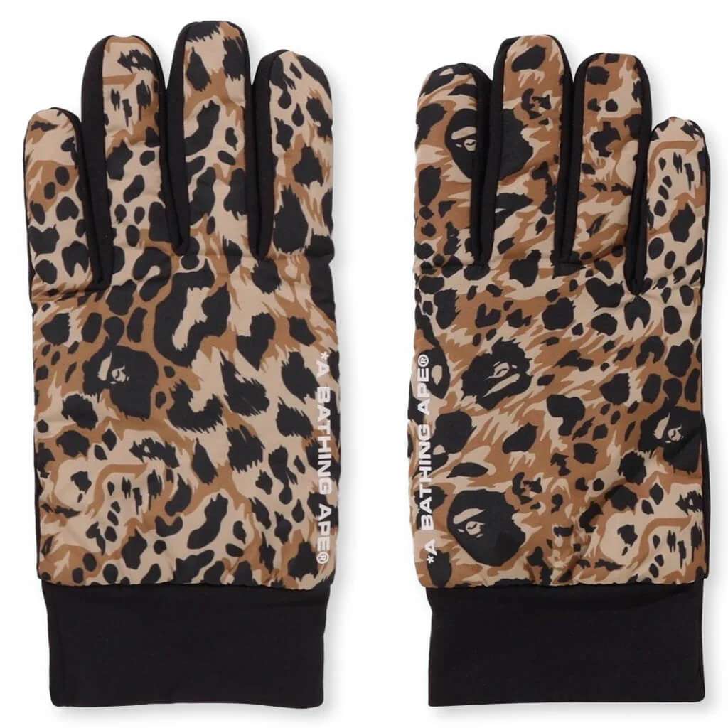 Wild Leopard Pattern Gloves - Beige