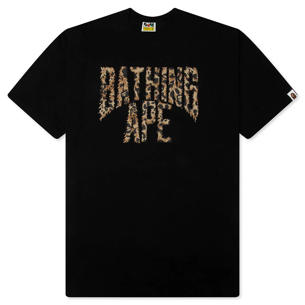 Wild Leopard Pattern NYC Logo Tee - Black/Beige