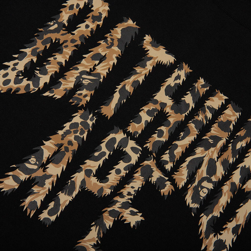 Wild Leopard Pattern NYC Logo Tee - Black/Beige - Image 3
