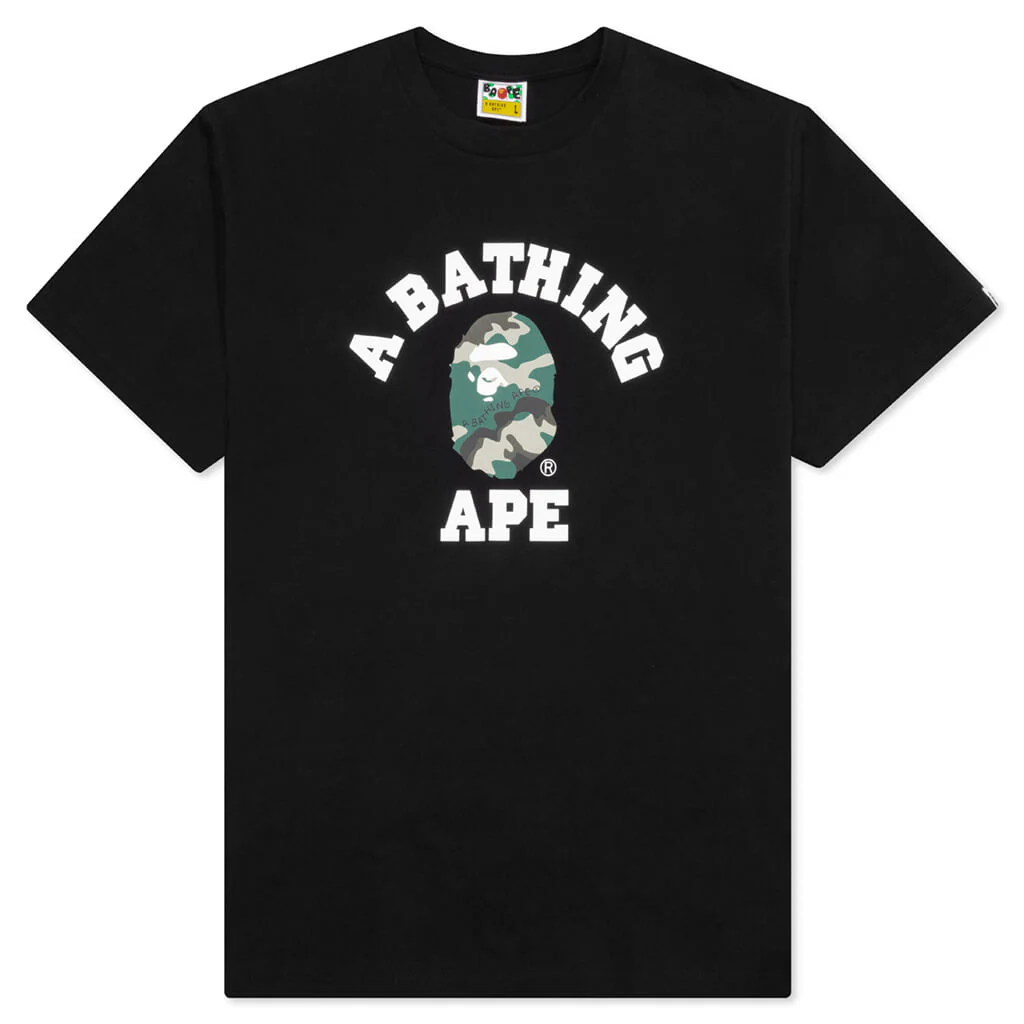 Woodland Camo College Tee - Black