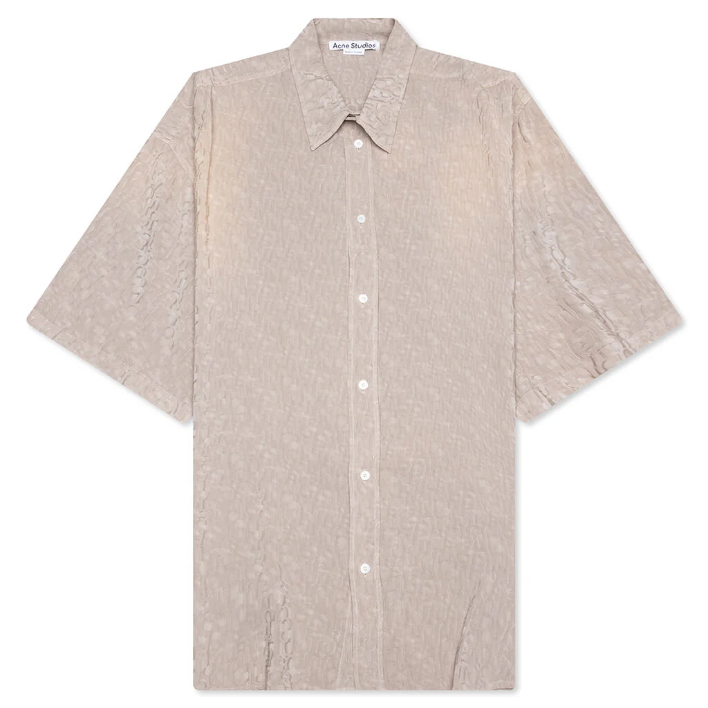 Monogram Button Up Shirt - Warm Grey