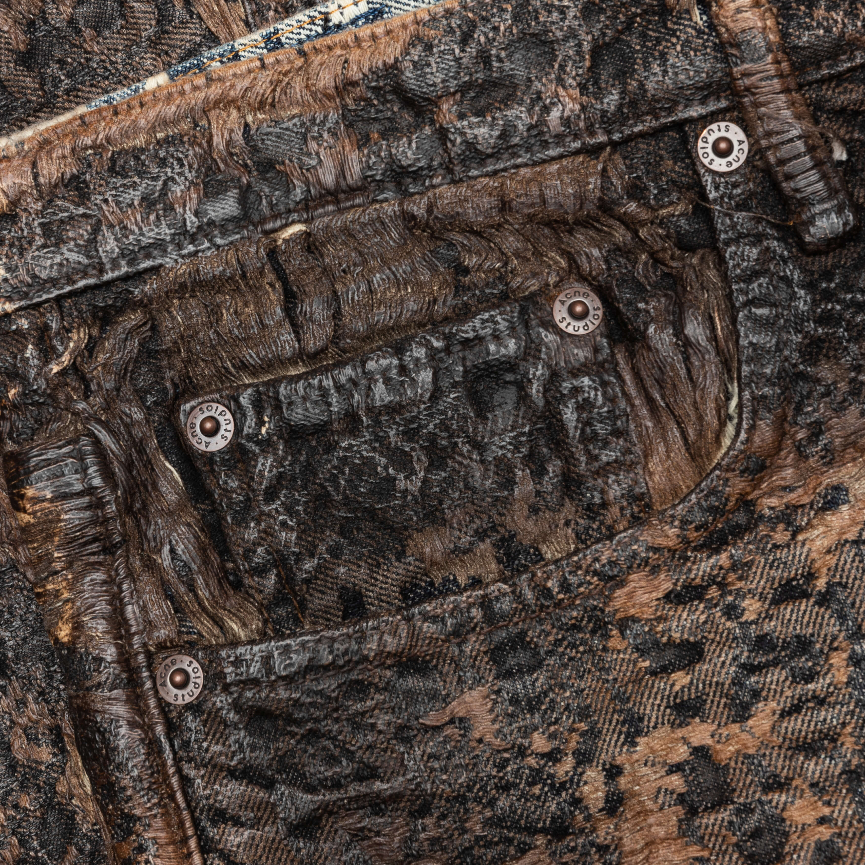 Loose Fit Denim Monogram Shorts Fn-Mn-Shor000260 - Brown - Image 3