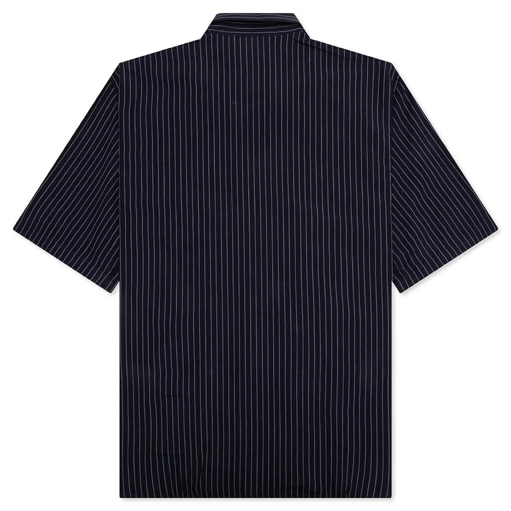 Stripe Button-Up Shirt - Navy/White - Image 2