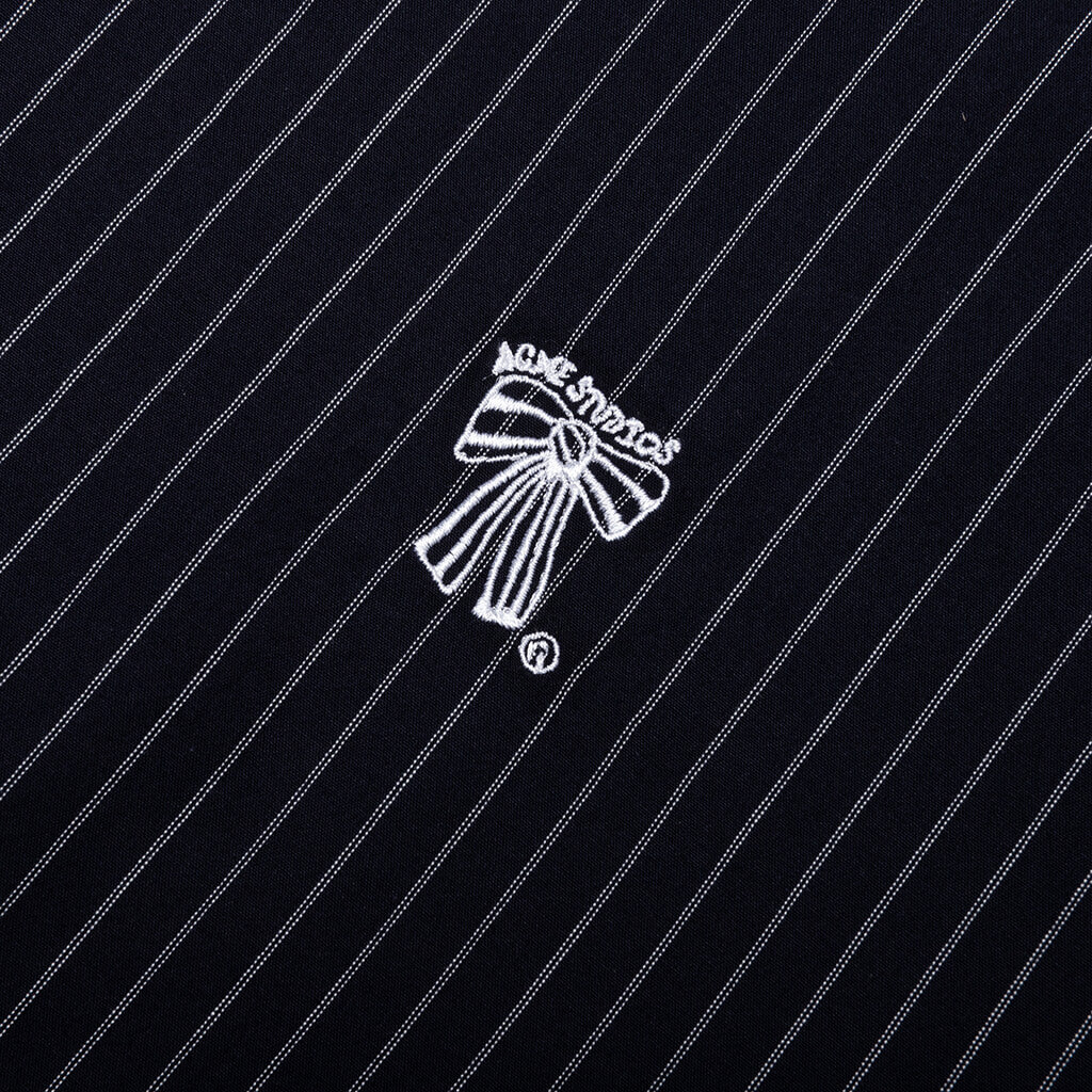 Stripe Button-Up Shirt - Navy/White - Image 4