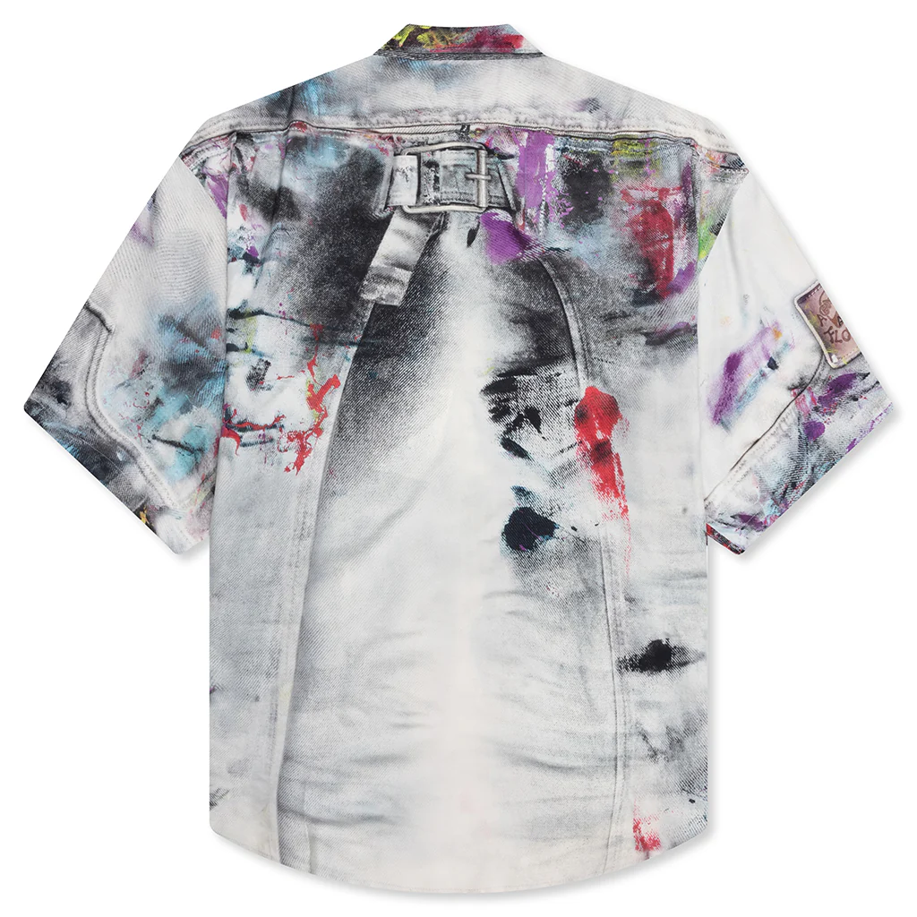 Painted Trompe-l’oeil Print Button Up Shirt - White/Multicolor - Image 2