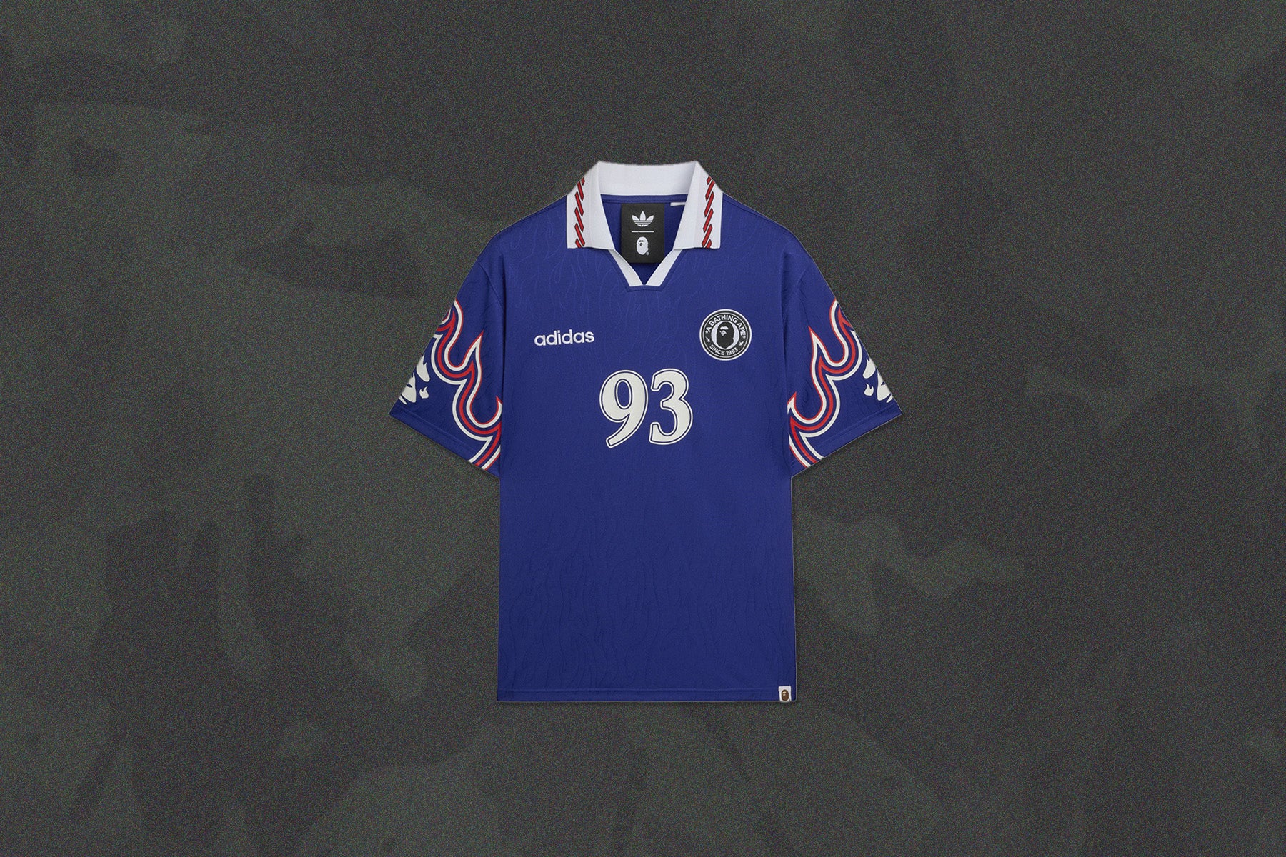 Adidas x BAPE S/S Flame Jersey - Japan Blue - Image 6