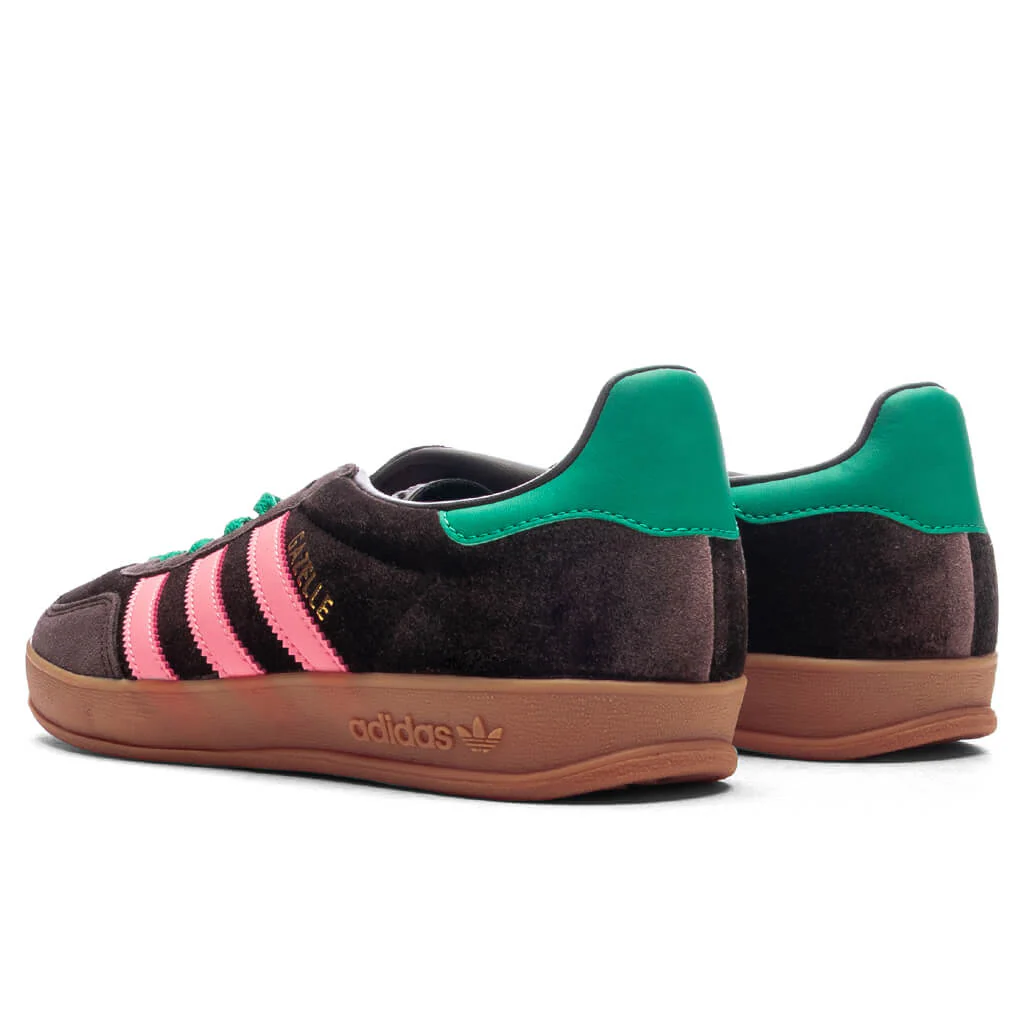 Women's Gazelle Indoor - Dark Brown/Pink Glow/Court Green - Image 3