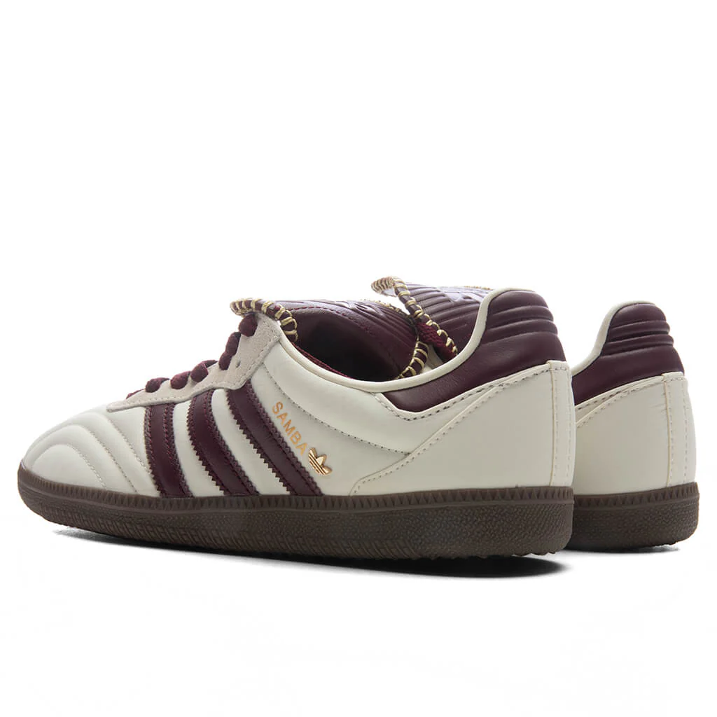 Womens Samba Long Tongue - Cream White/Maroon/Gold Metallic - Image 2