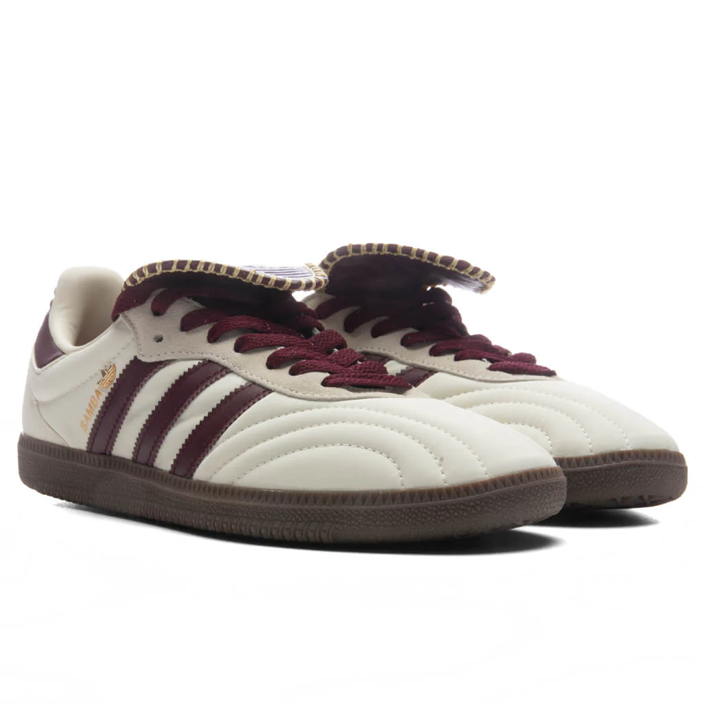 Womens Samba Long Tongue - Cream White/Maroon/Gold Metallic - Image 5