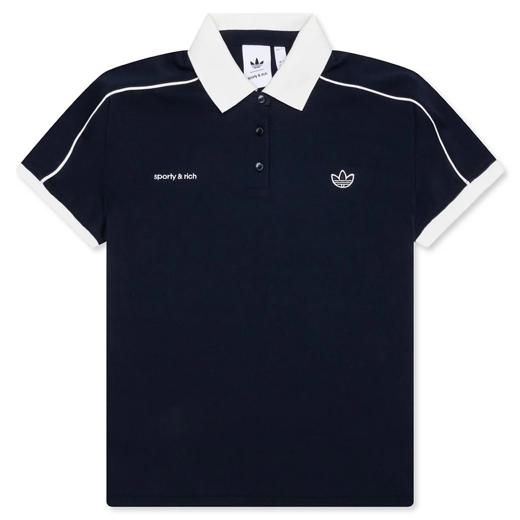 Women's Adidas x Sporty & Rich Polo T-Shirt - Night Navy