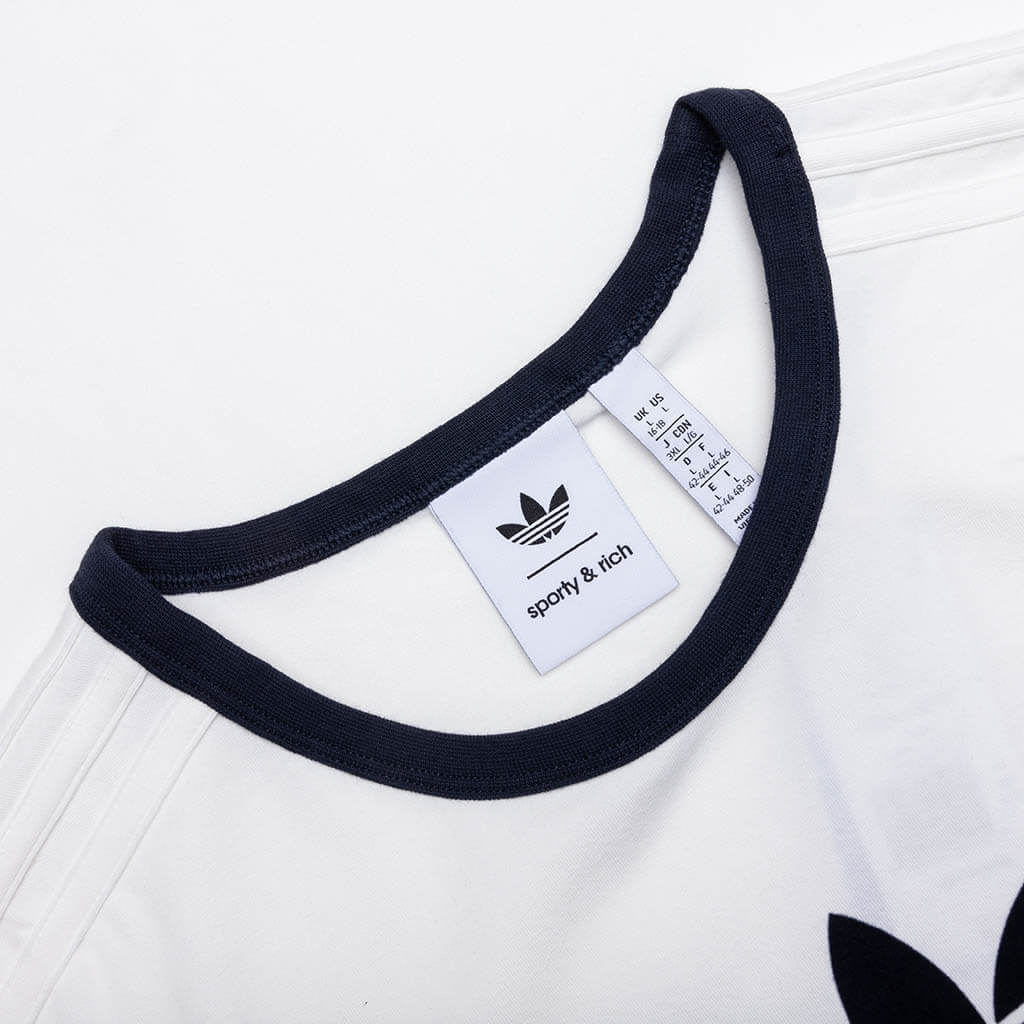 Women's Adidas x Sporty & Rich T-Shirt - Core White/Night Navy - Image 4