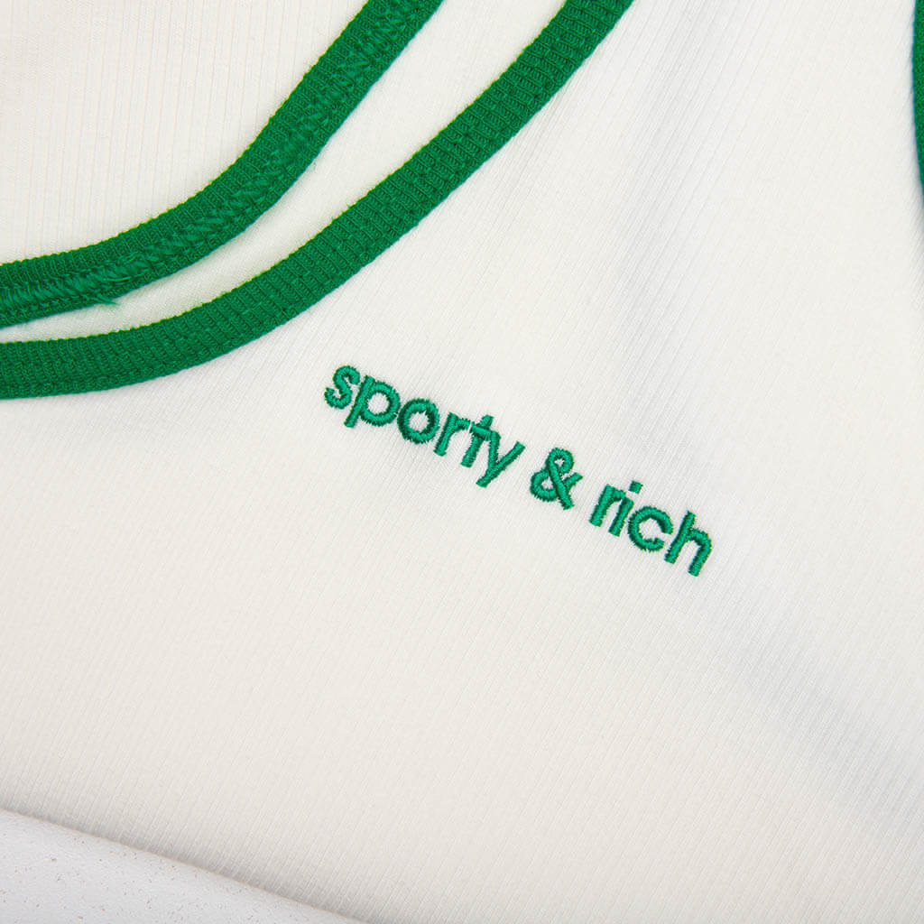 Women's Adidas x Sporty & Rich Tank Top - Off White/Green - Image 3