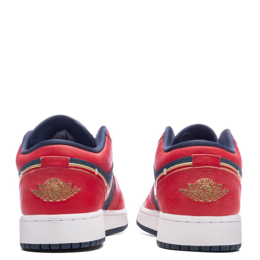 Air Jordan 1 Low SE (GS) - Armory Navy/Sport Red/Metallic Gold - Image 4