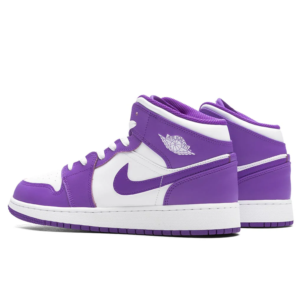 Air Jordan 1 Mid (GS) - Purple Venom/White - Image 3