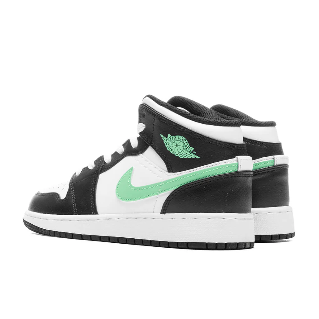 Air Jordan 1 Mid (GS) - White/Green Glow/Black - Image 3