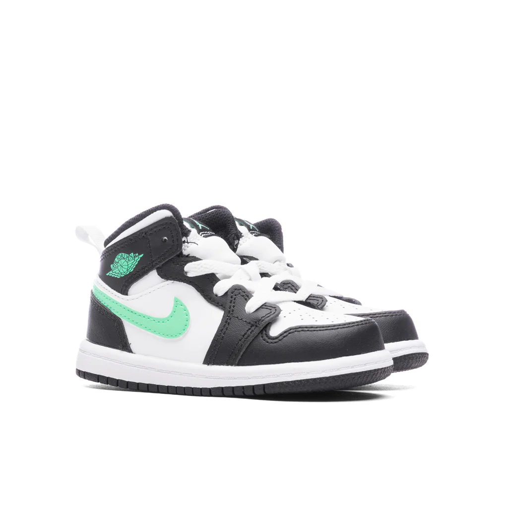 Air Jordan 1 Mid (TD) - White/Green Glow/Black - Image 2