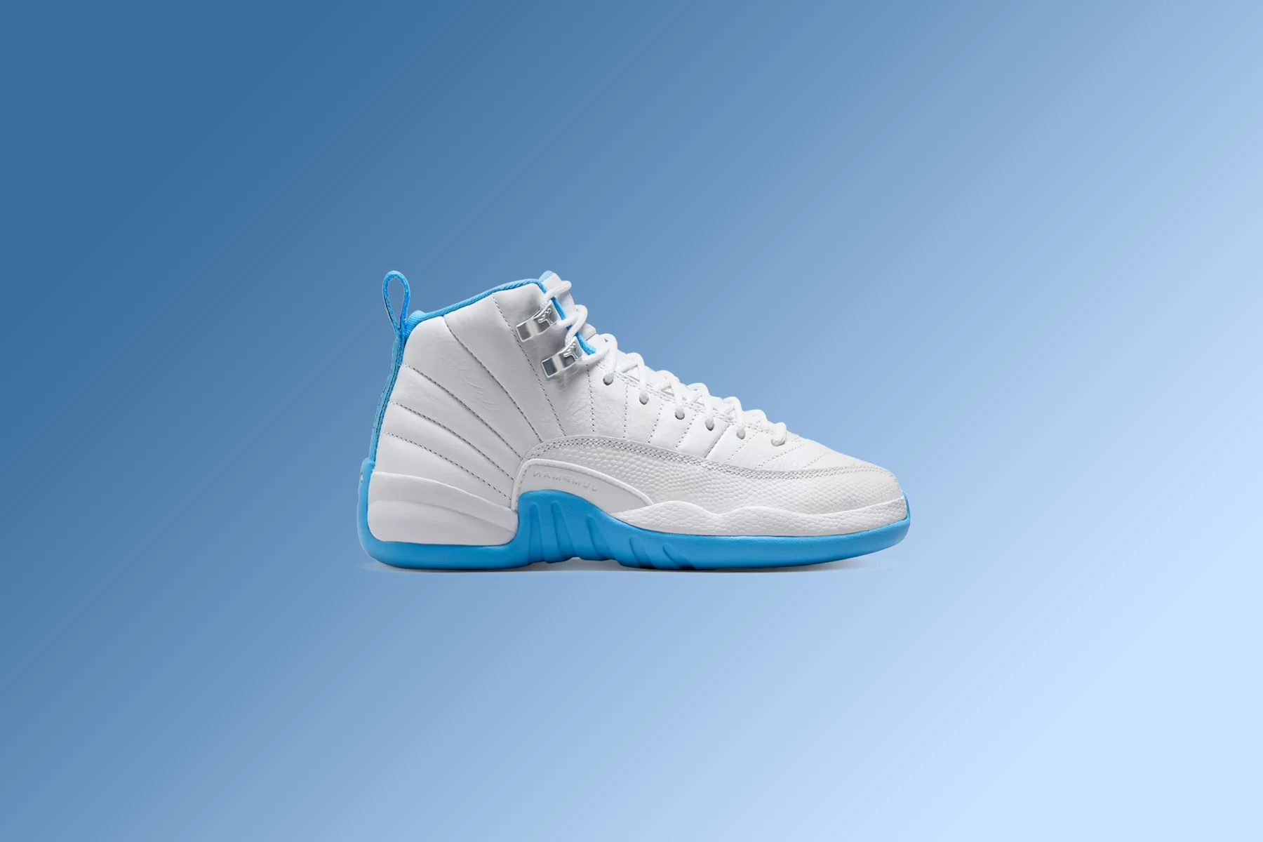 Air Jordan 12 Retro 'Melo' (GS) - White/University Blue/Metallic Silver - Image 5