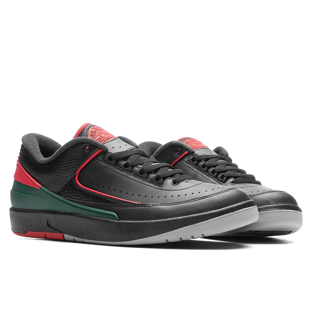 Air Jordan 2 Retro Low 'Christmas' - Black/Fire Red/Cement Grey - Image 2