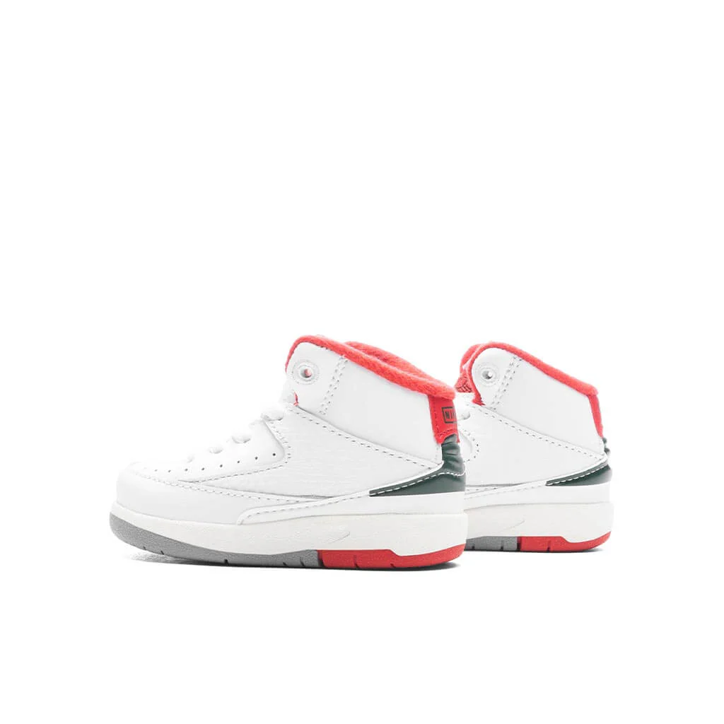 Air Jordan 2 Retro (TD) 'Italy' - White/Fire Red/Fir - Image 3