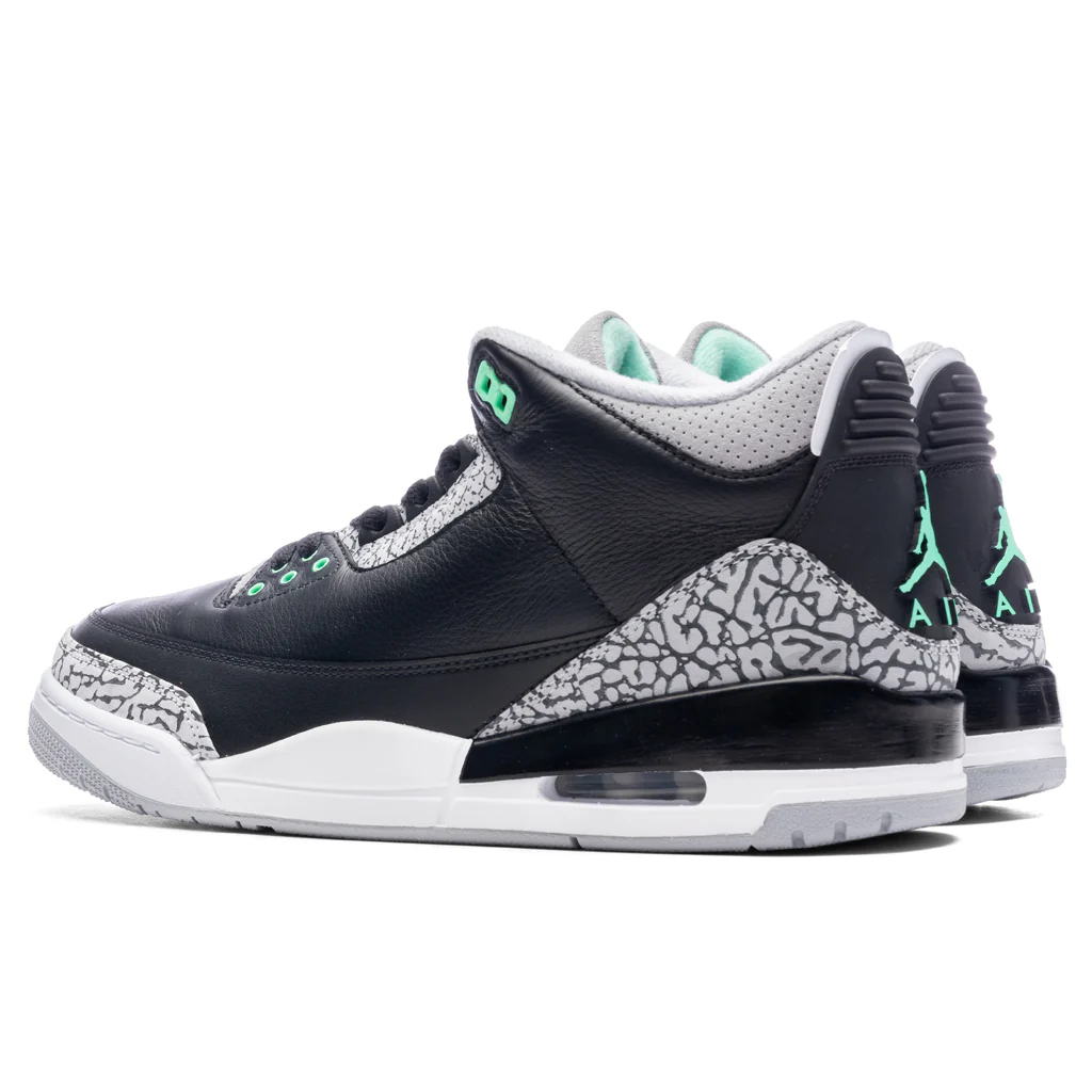 Air Jordan 3 Retro 'Green Glow' - Black/Green Glow/Wolf Grey - Image 3