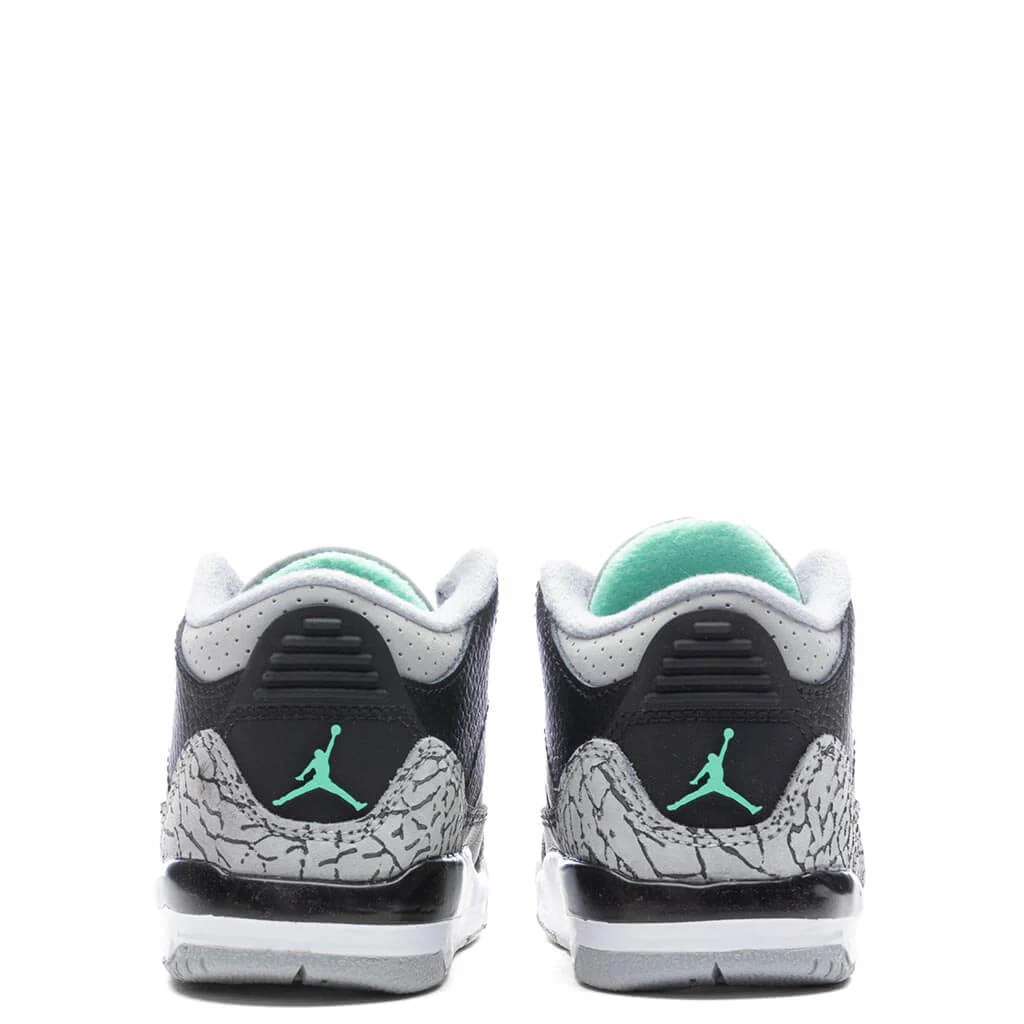 Air Jordan 3 Retro 'Green Glow' (TD) - Black/Green Glow/Wolf Grey - Image 5