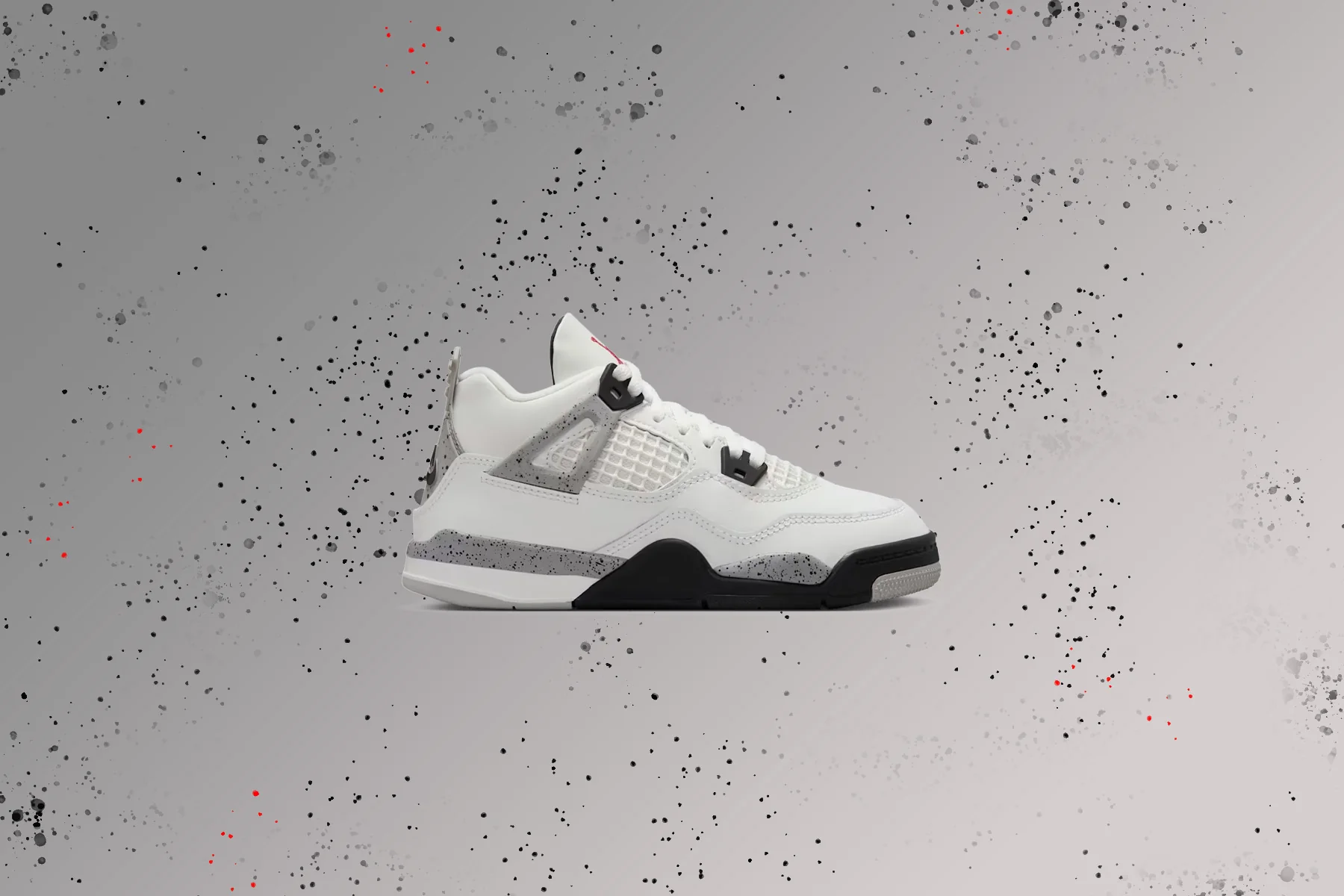 Air Jordan 4 Retro OG 'White Cement' (PS) - Summit White/Fire Red/Cement Grey/Black - Image 5