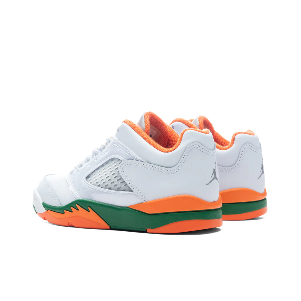 Air Jordan 5 Retro Low (PS) - Football Grey/Brilliant Orange/Pine Green - Image 3