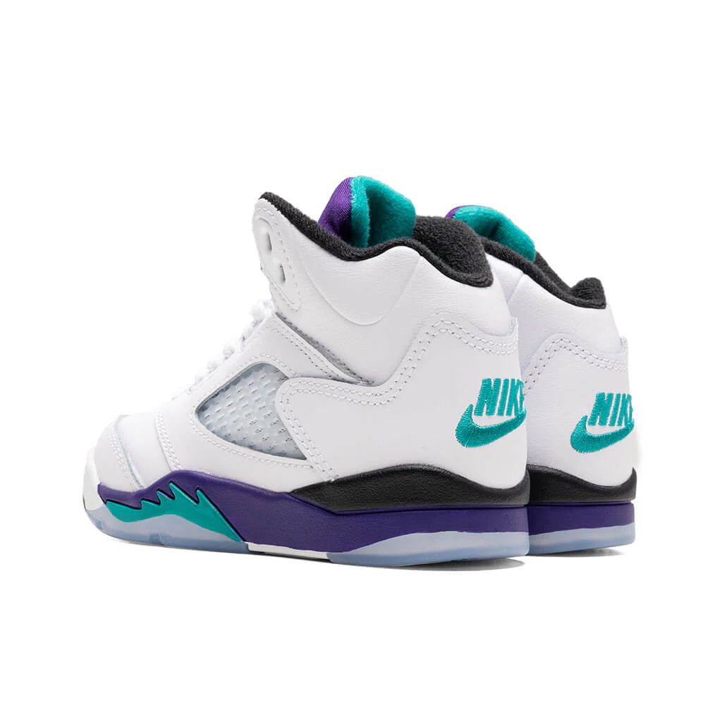 Air Jordan 5 Retro OG 'Grape' (PS) - White/New Emerald/Grape - Image 3
