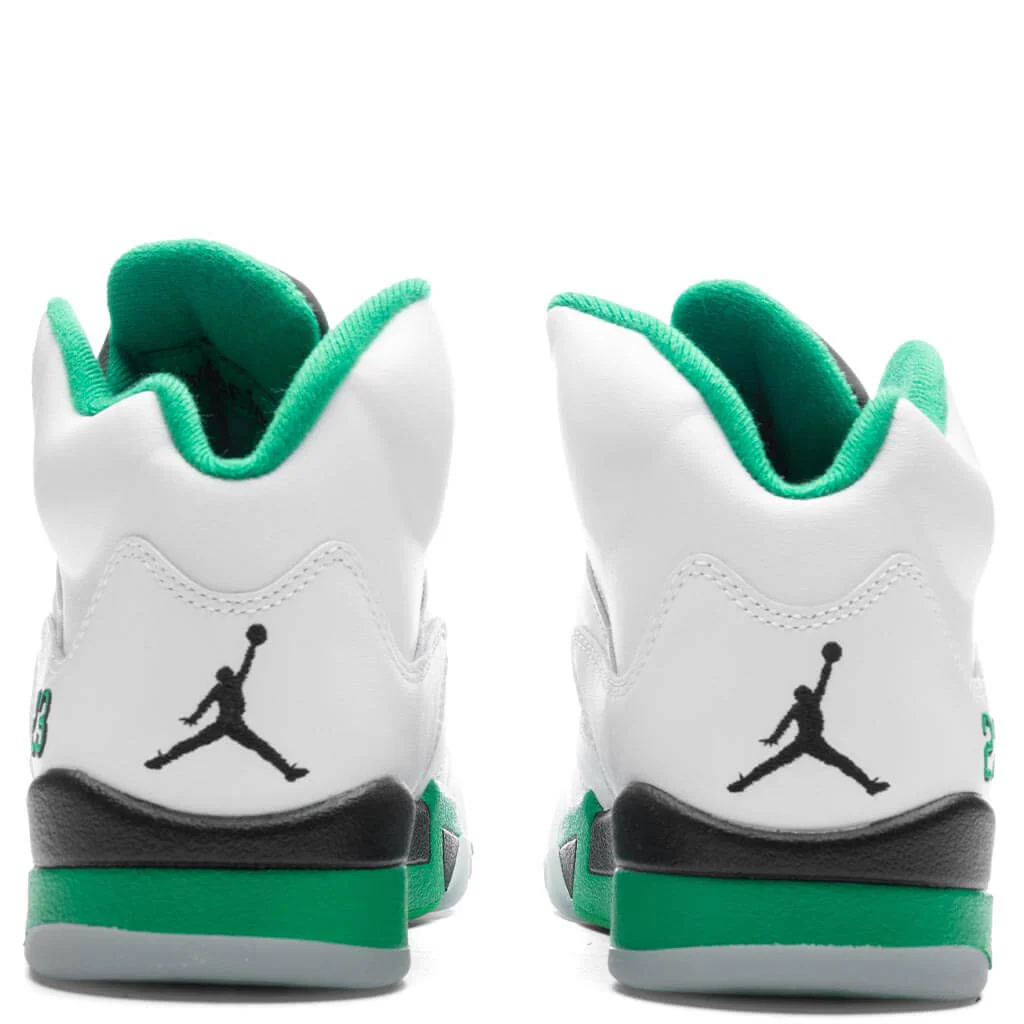 Women's Air Jordan 5 Retro - White/Lucky Green/Ice Blue - Image 5