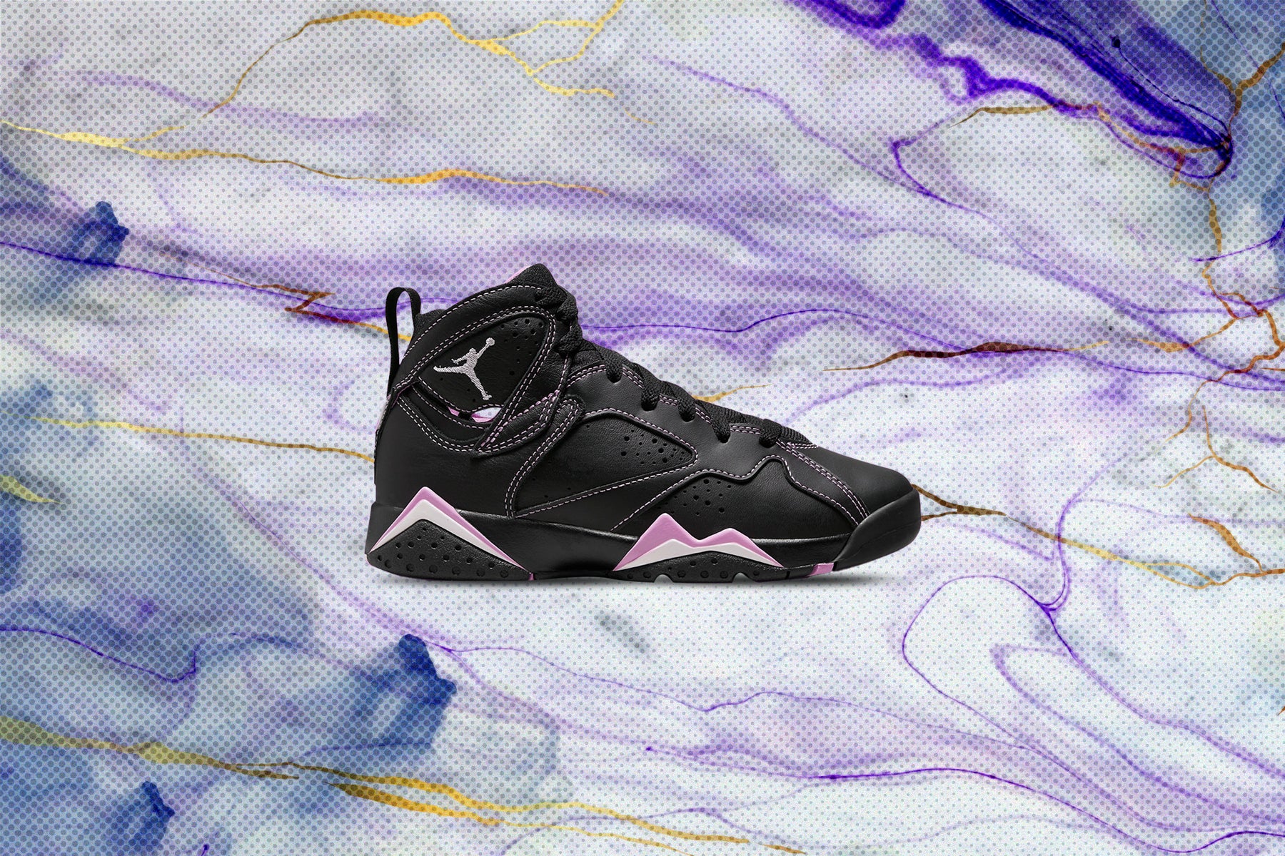 Air Jordan 7 Retro (GS) - Black/Barely Grape/Rush Fuchsia - Image 2