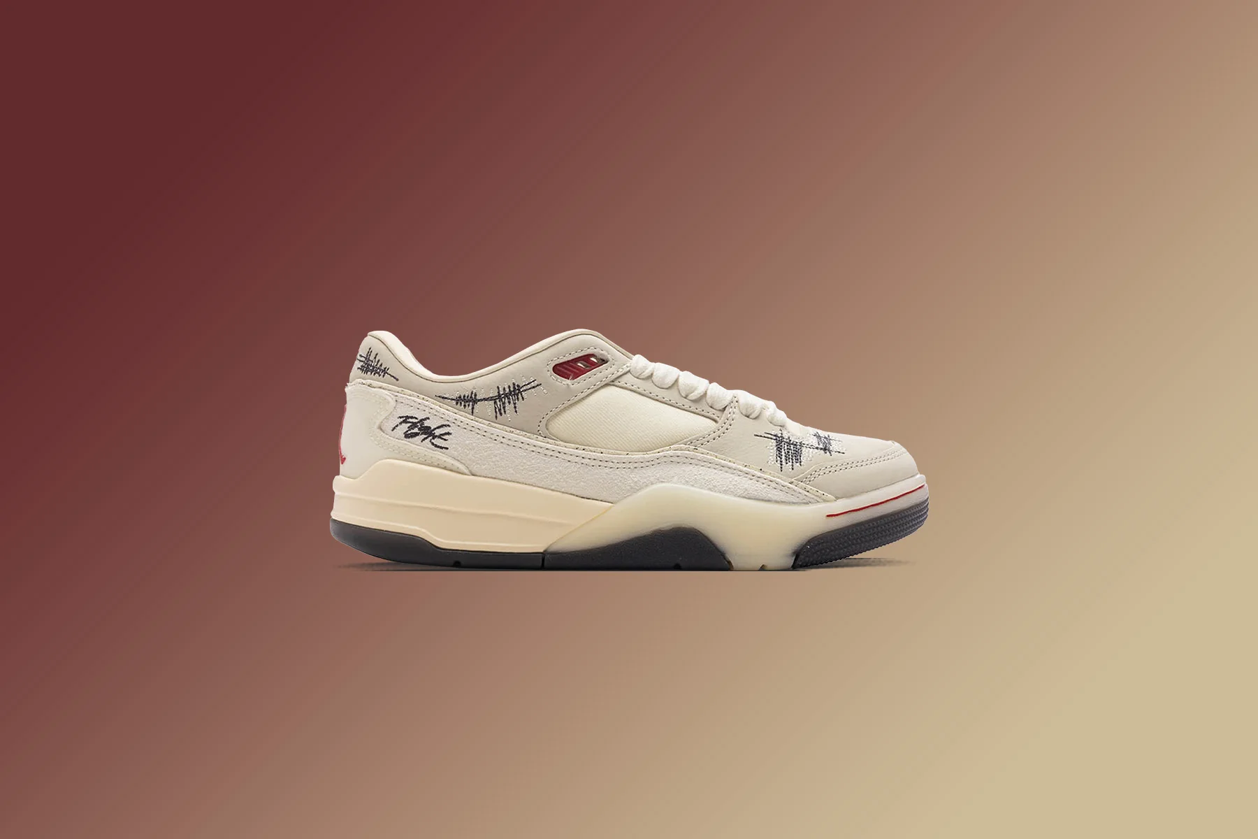 Air Jordan x Téla Women's Flight Court SP 'Crèpe' - Coconut Milk/Varsity Red/Muslin - Image 5