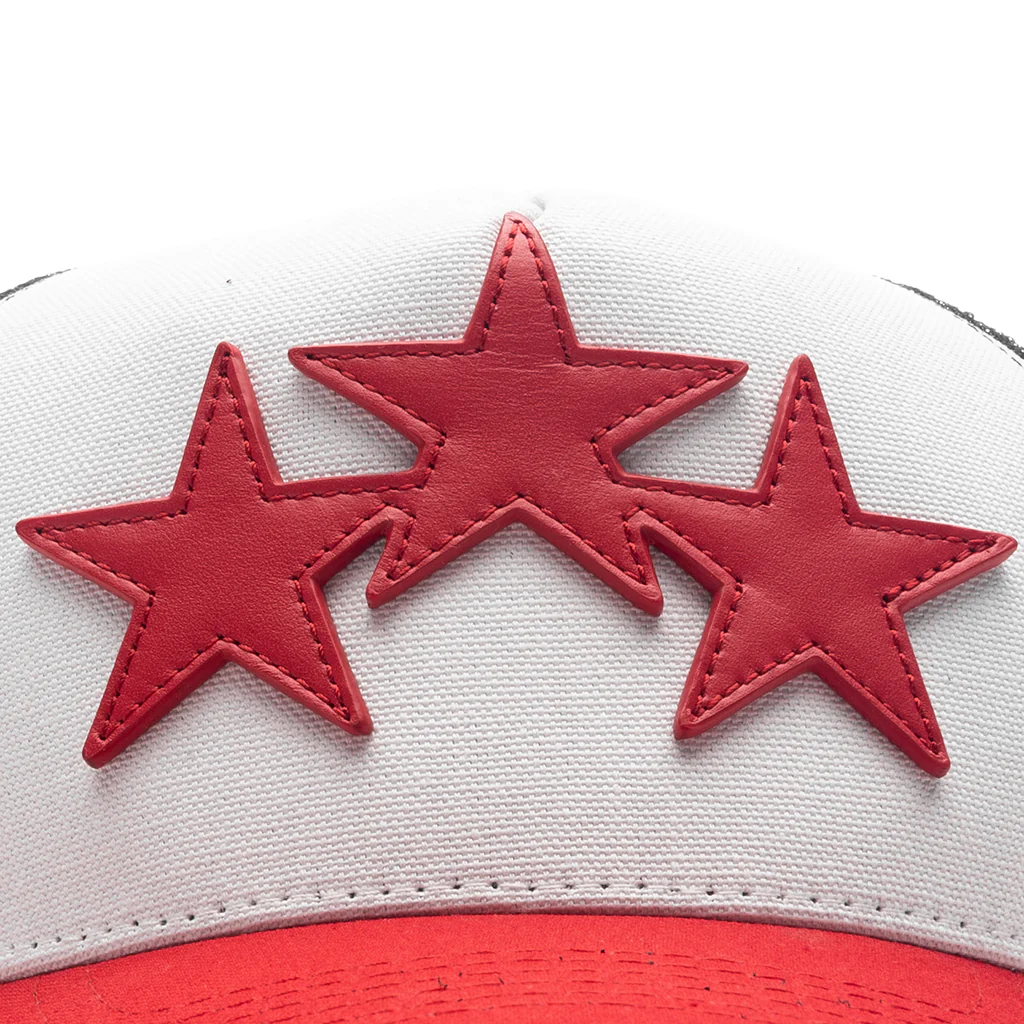 3 Star Trucker Hat - Red - Image 2