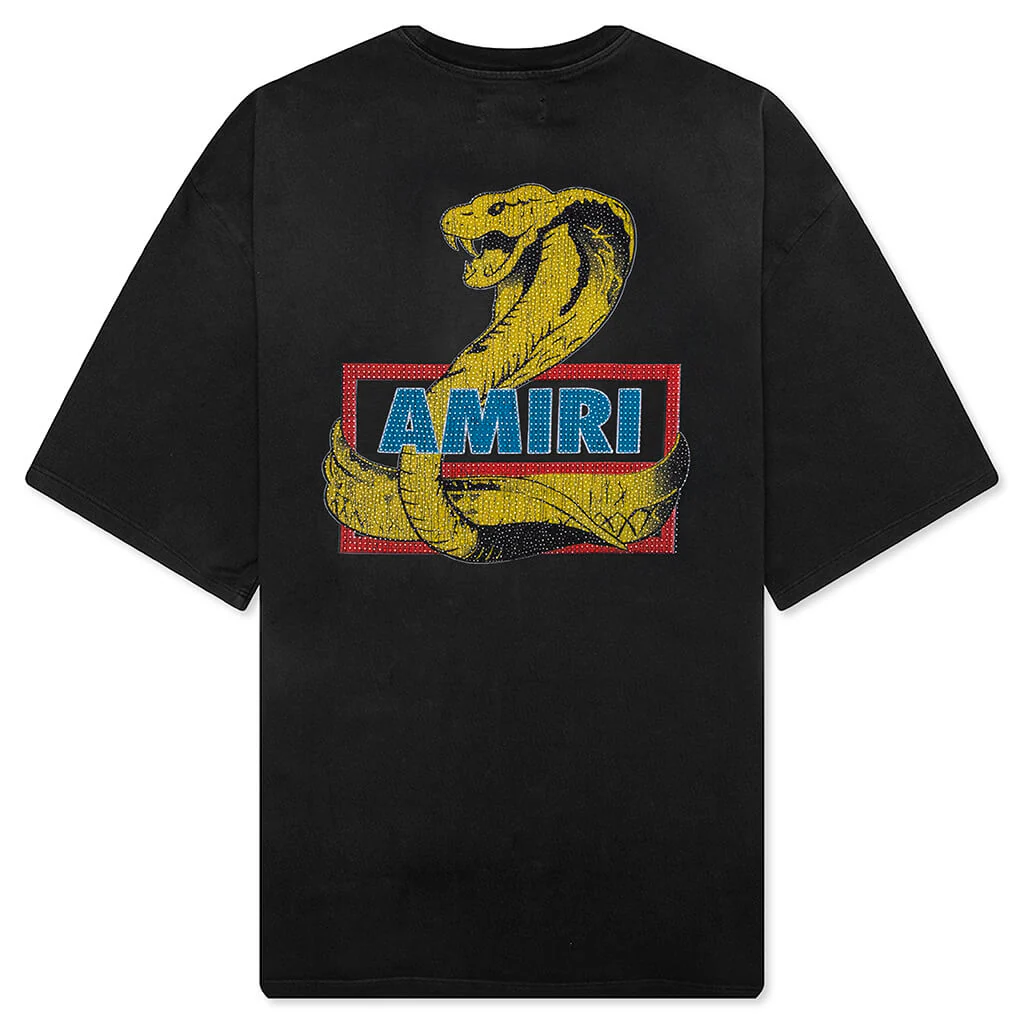 Amiri Crystal Cobra Oversized Tee - Black - Image 2