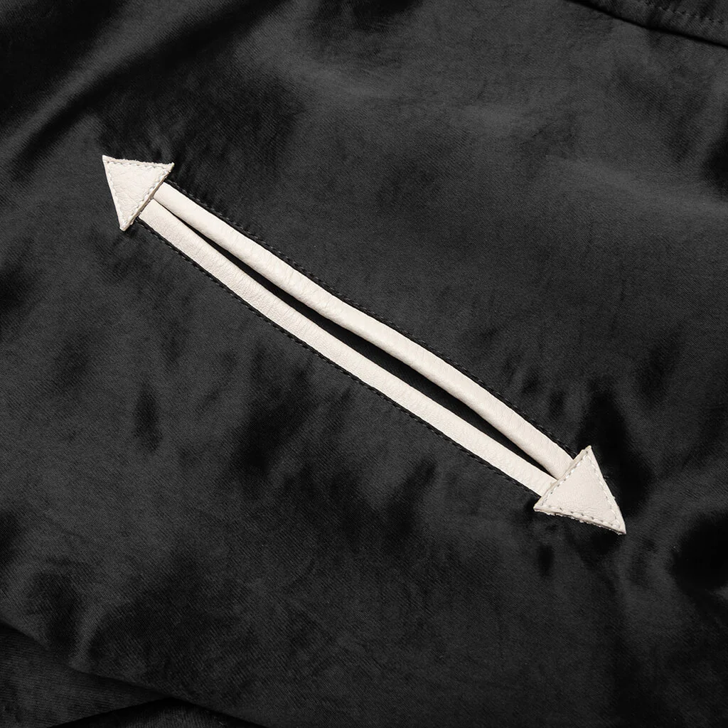 Satin Cropped Varsity Jacket - Black - Image 5