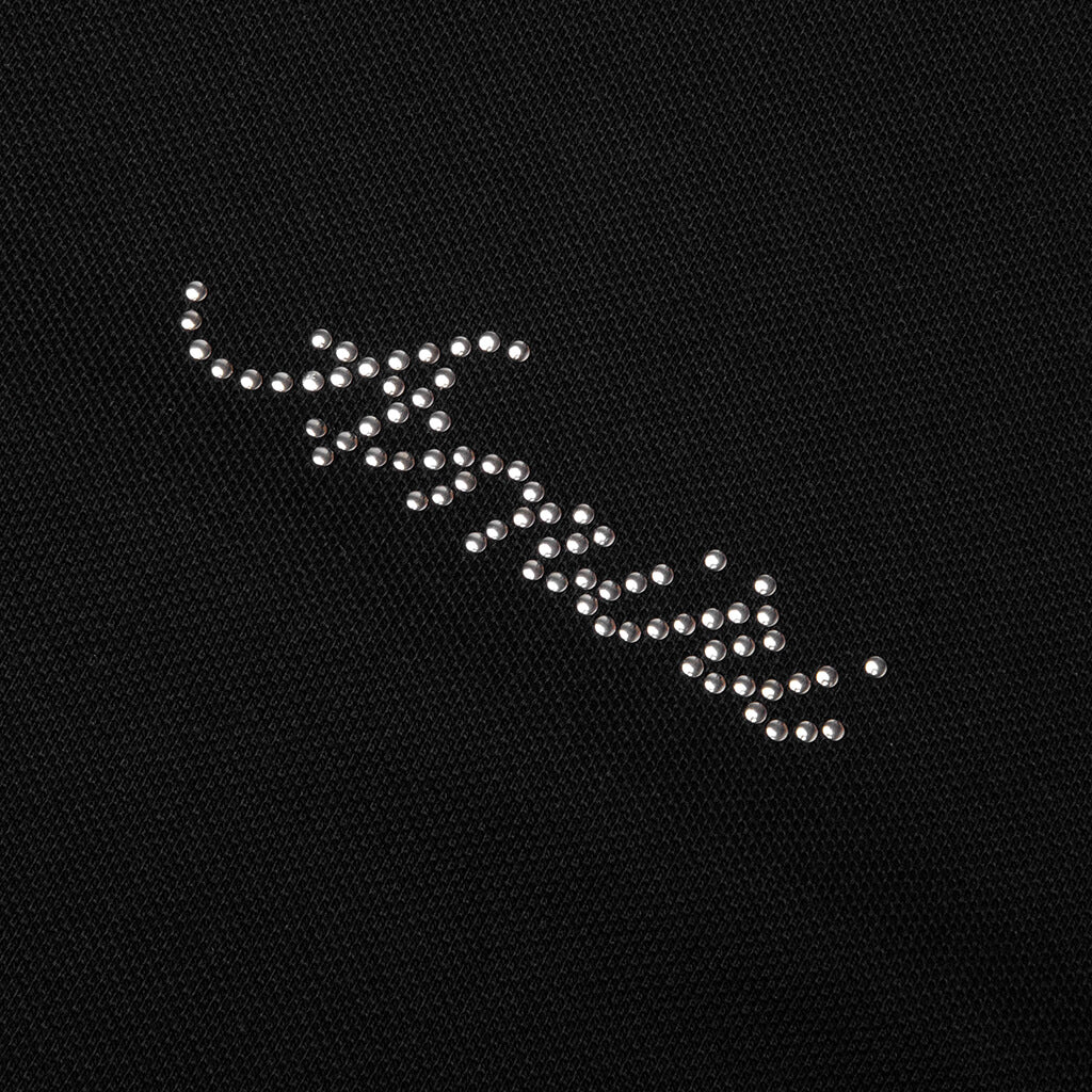 Stud Collar Oversized Polo - Black - Image 4