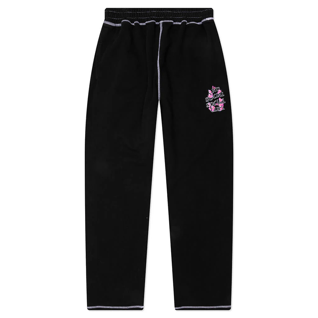 Contrast Stitch Sweats - Black