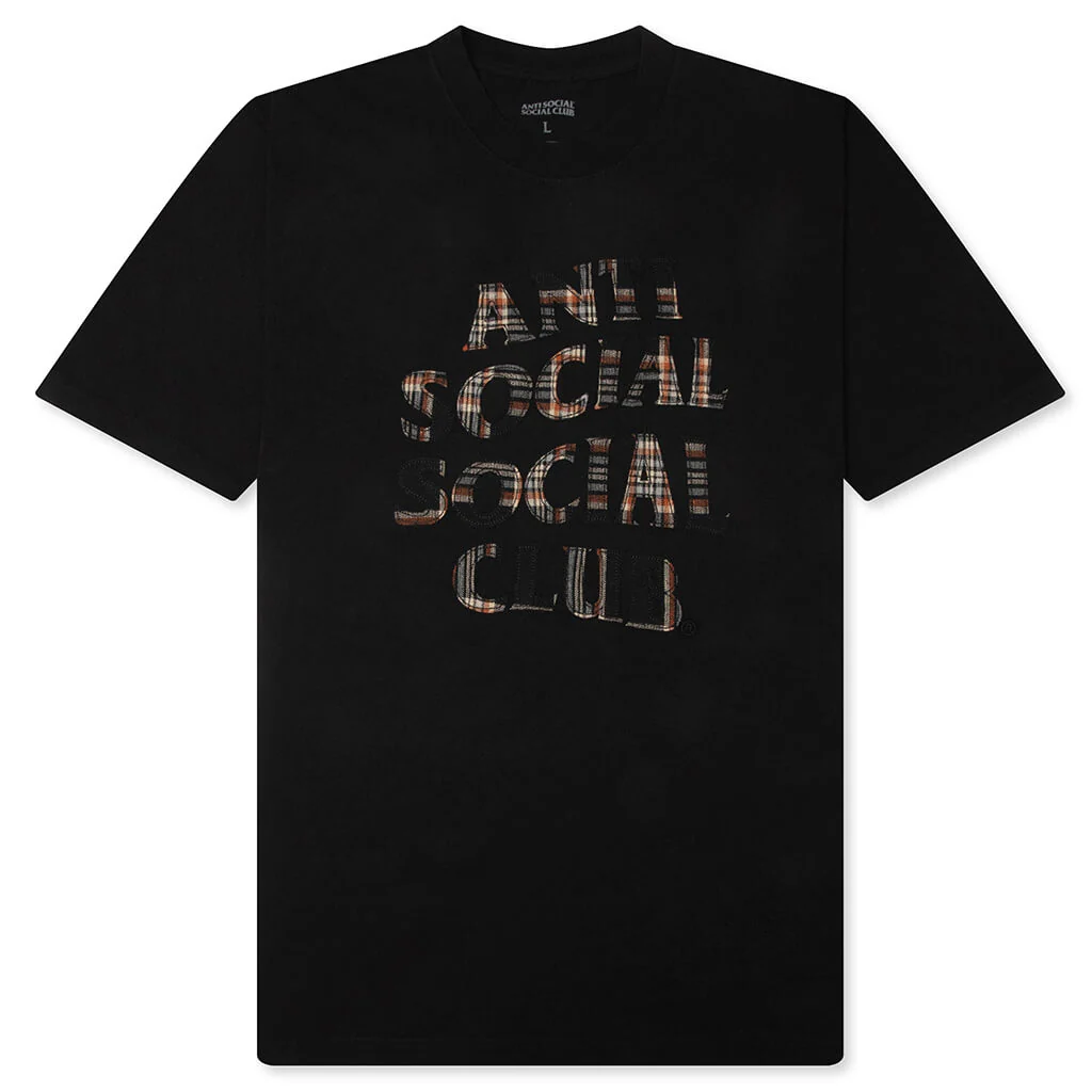 Plaid Applique Tee - Black/Plaid