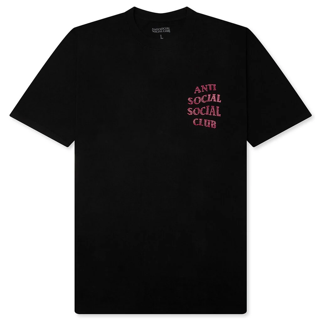 Rhinestone Mind Games Tee - Black/Pink