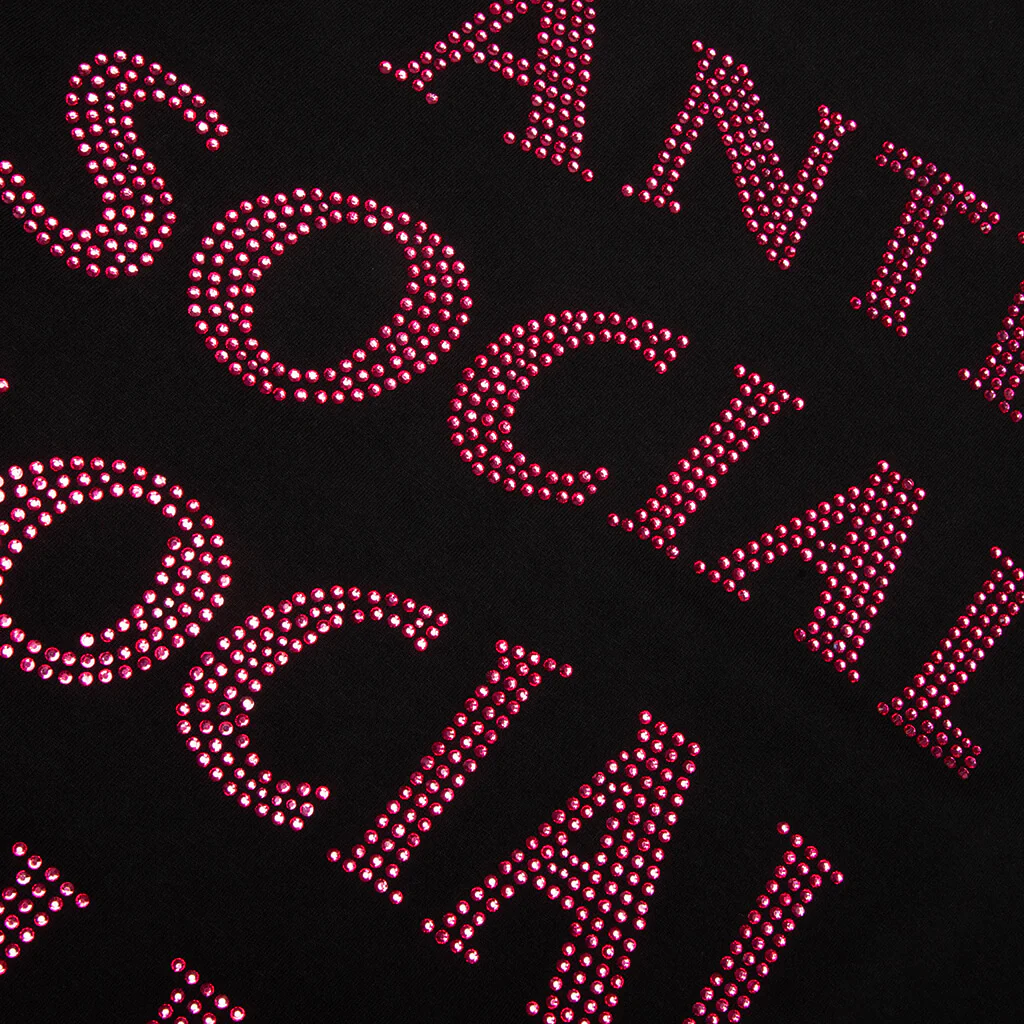 Rhinestone Mind Games Tee - Black/Pink - Image 4