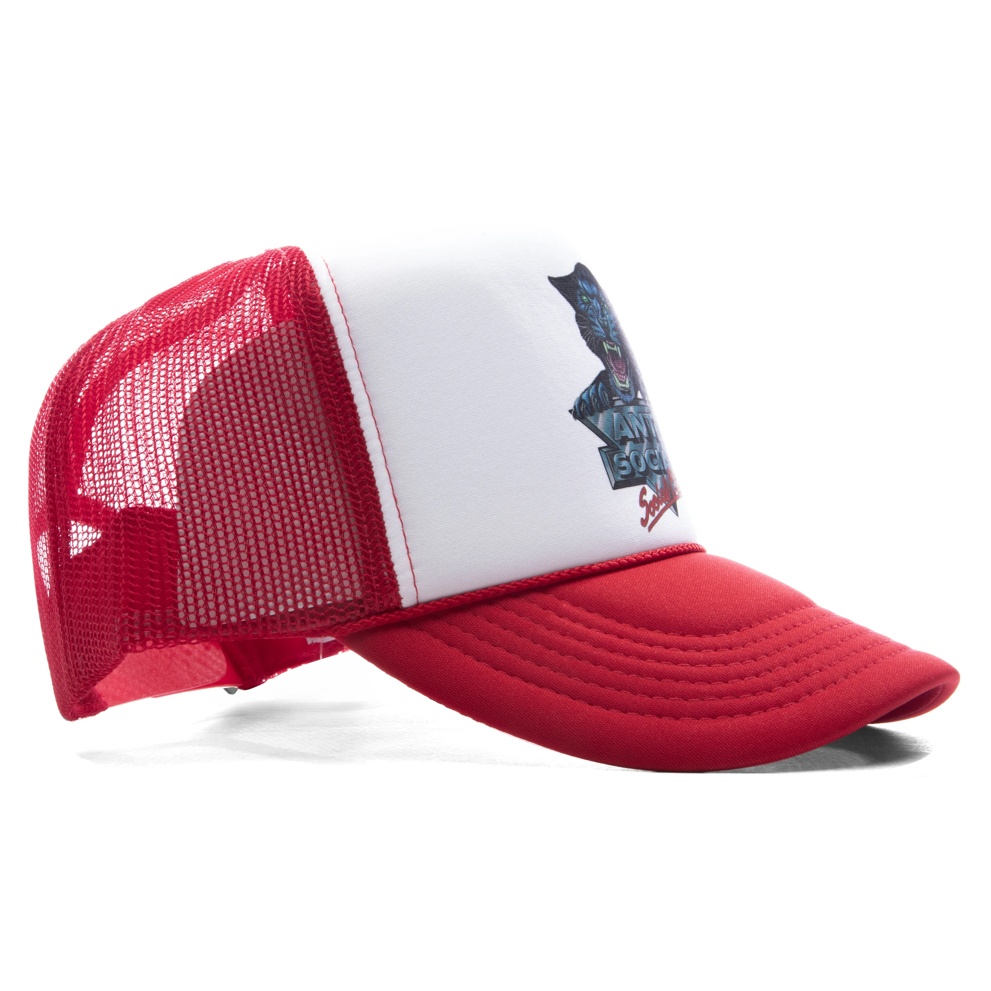 Snow Cat Trucker Cap - White/Red - Image 3