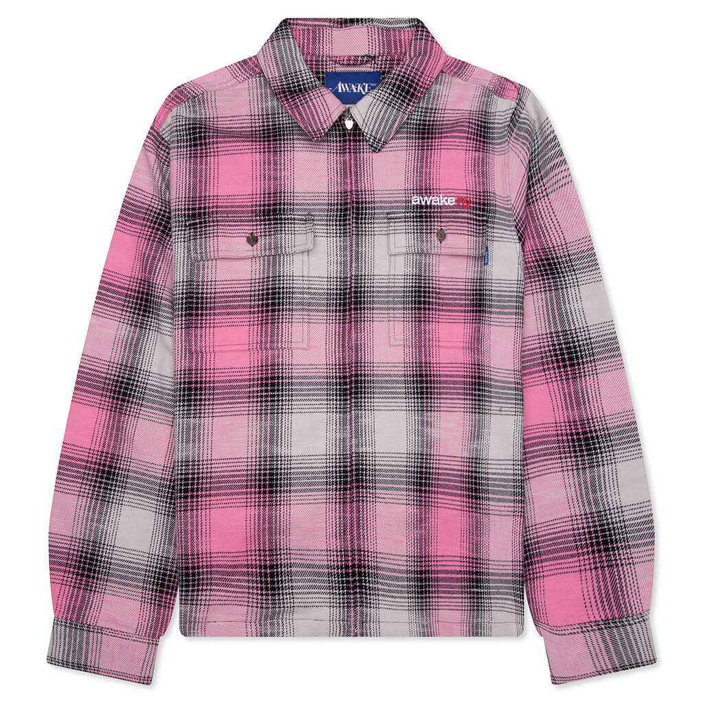 Flannel Zip Shirt - Pink