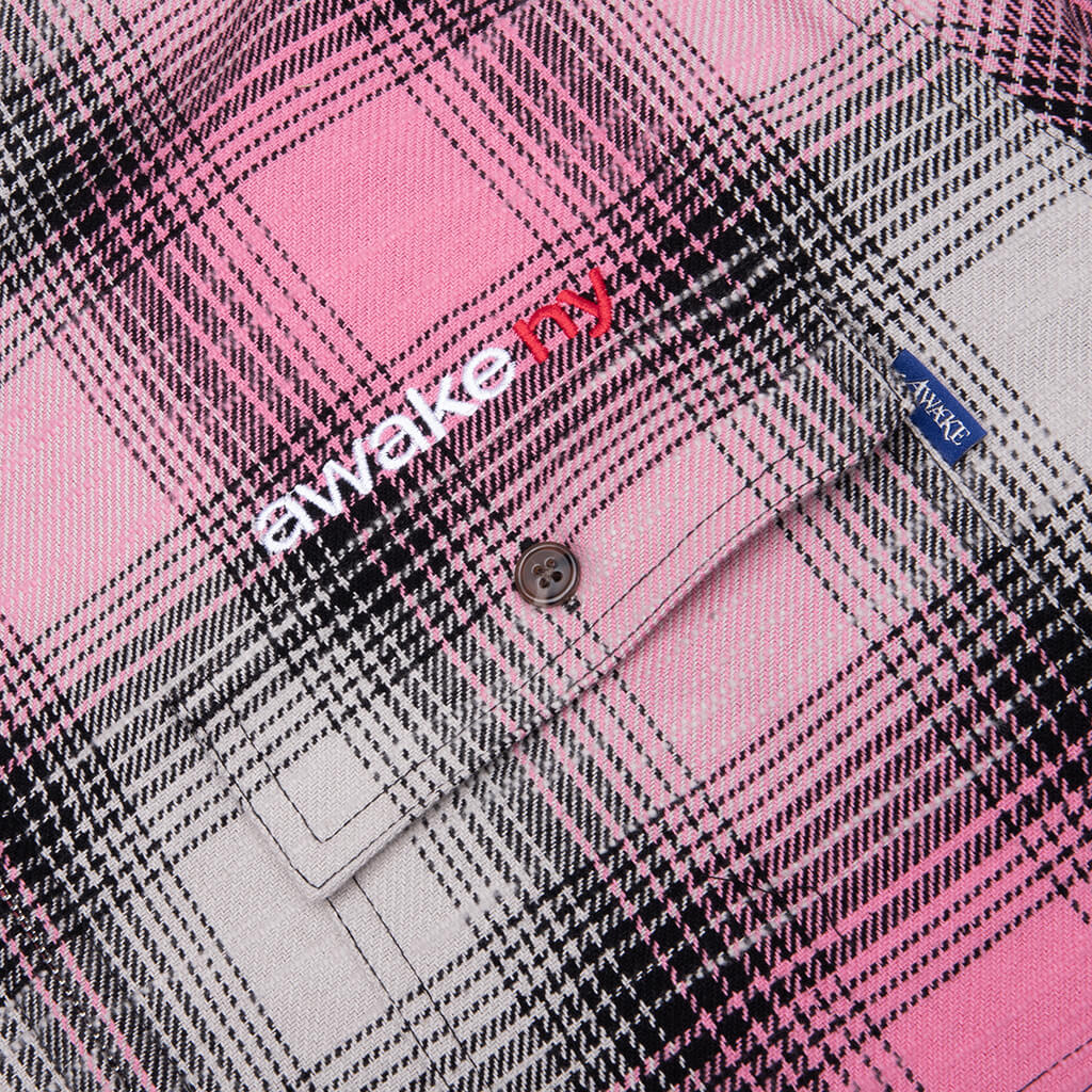 Flannel Zip Shirt - Pink - Image 3