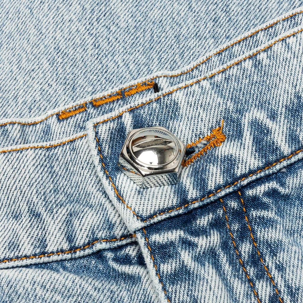 Loose Vintage Wash Denim Pants - Bleu Jean Clair - Image 3