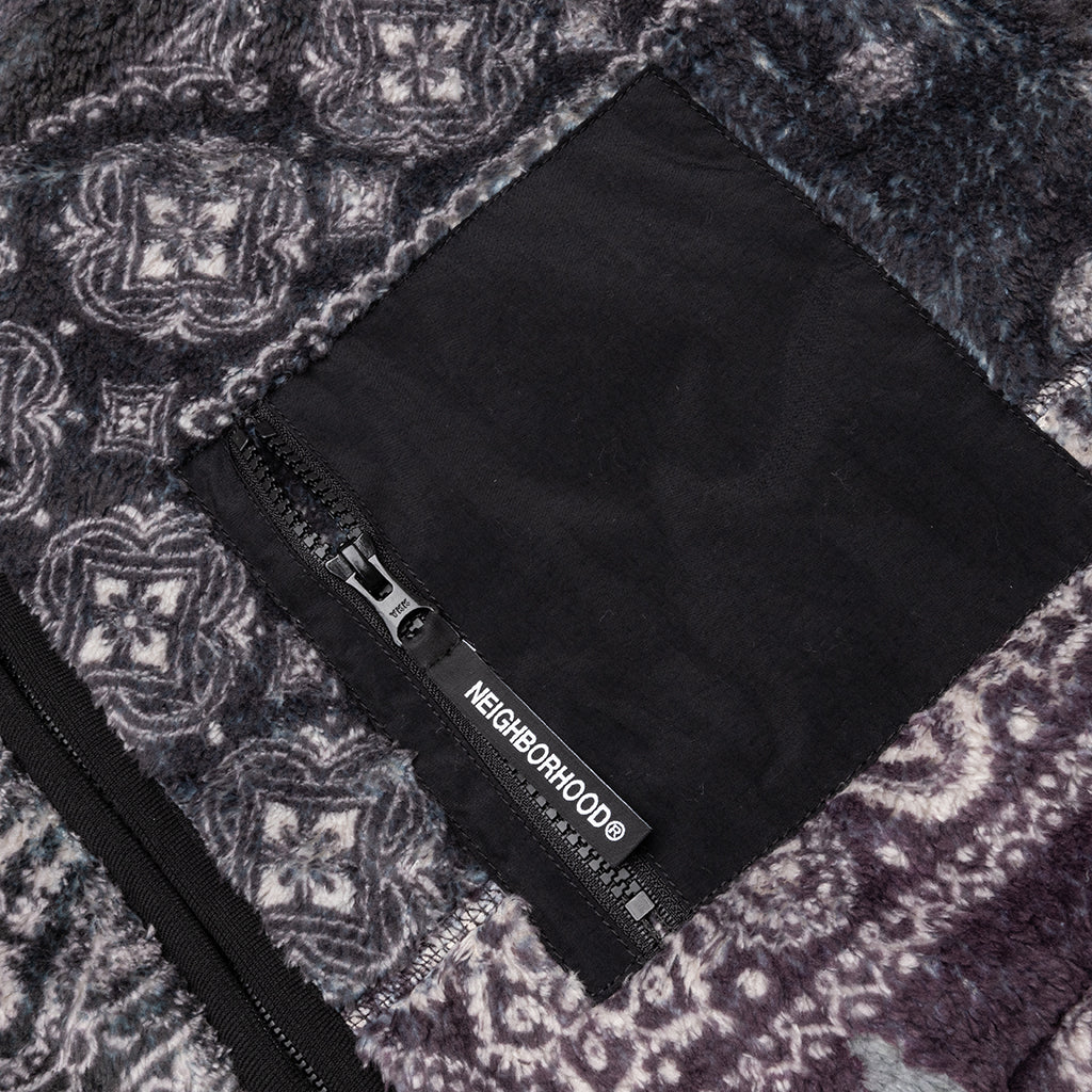 Bandana Pattern Fleece Jacket - Black - Image 3