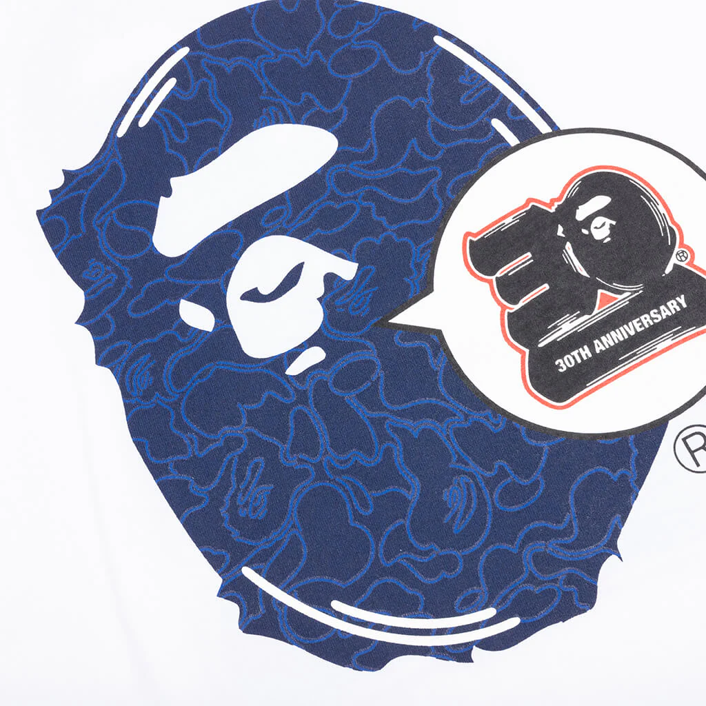Bape 30th Anniversary Ape Head Tee - White/Navy - Image 3