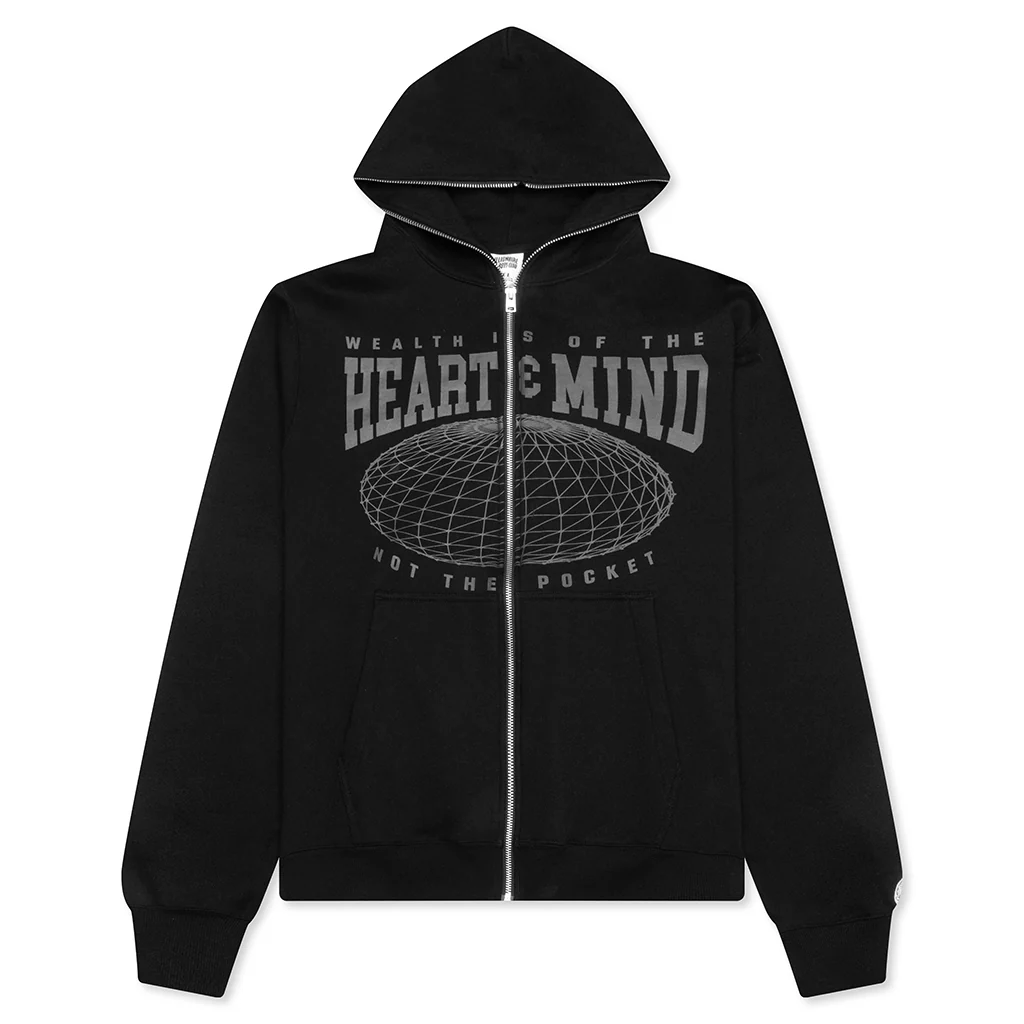 HMU Zip Front Hoodie - Black