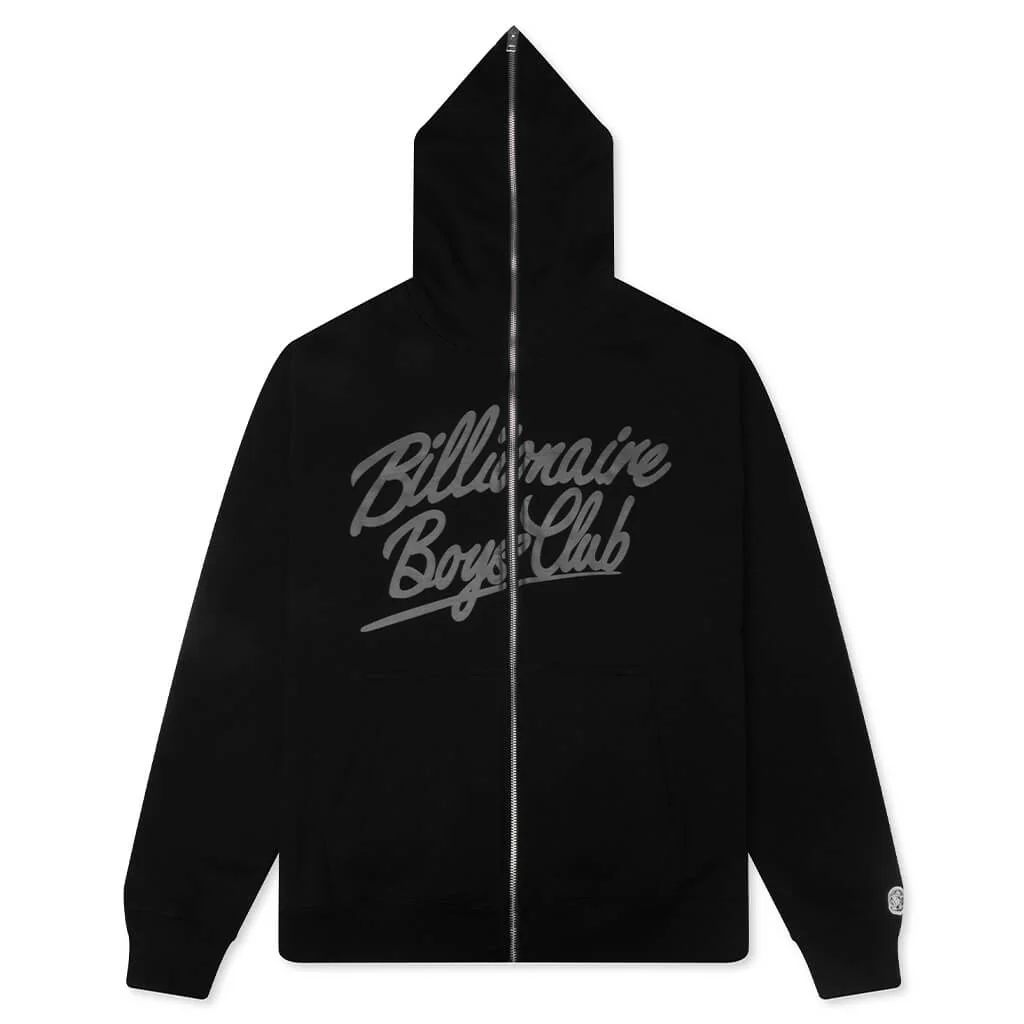 Script Zip Hoodie - Black