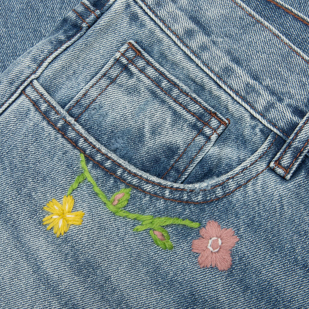 Majestic Floral Denim Pants - Blue - Image 4