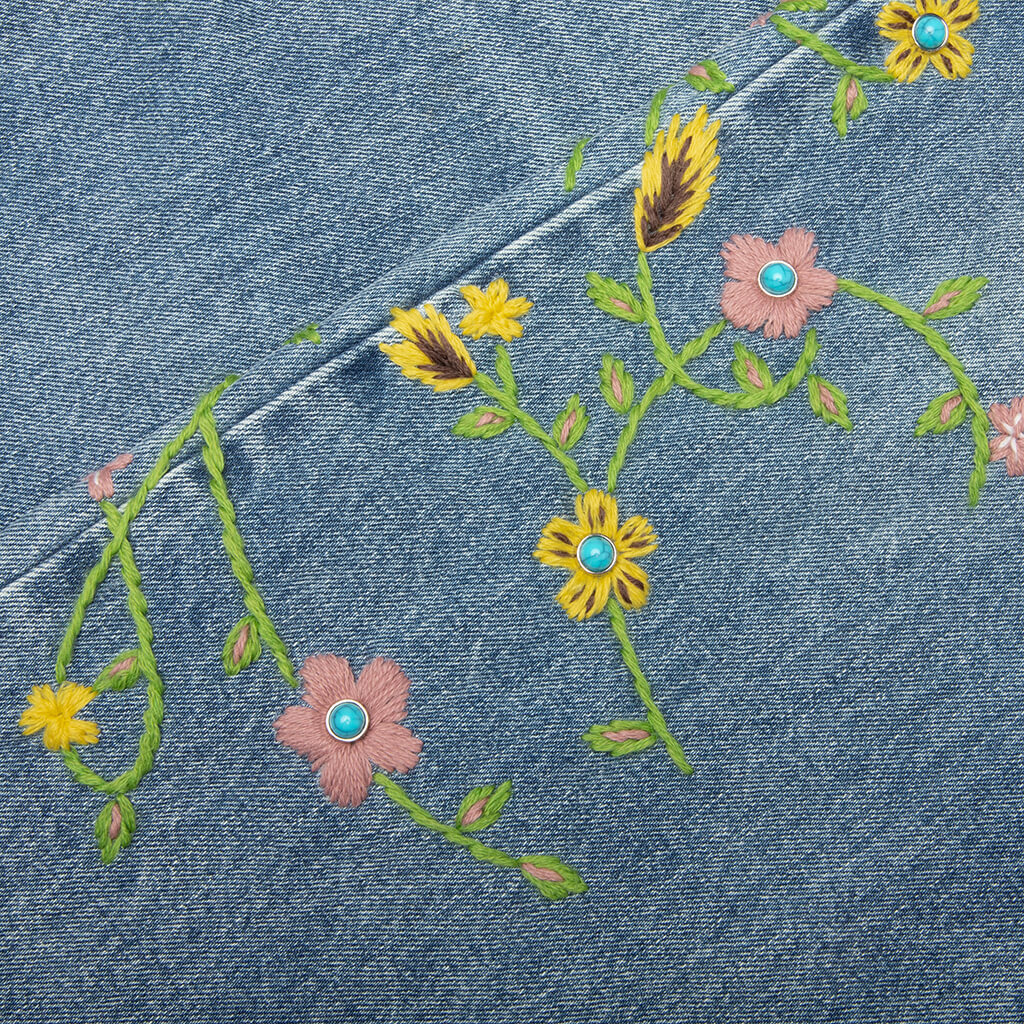 Majestic Floral Denim Pants - Blue - Image 5